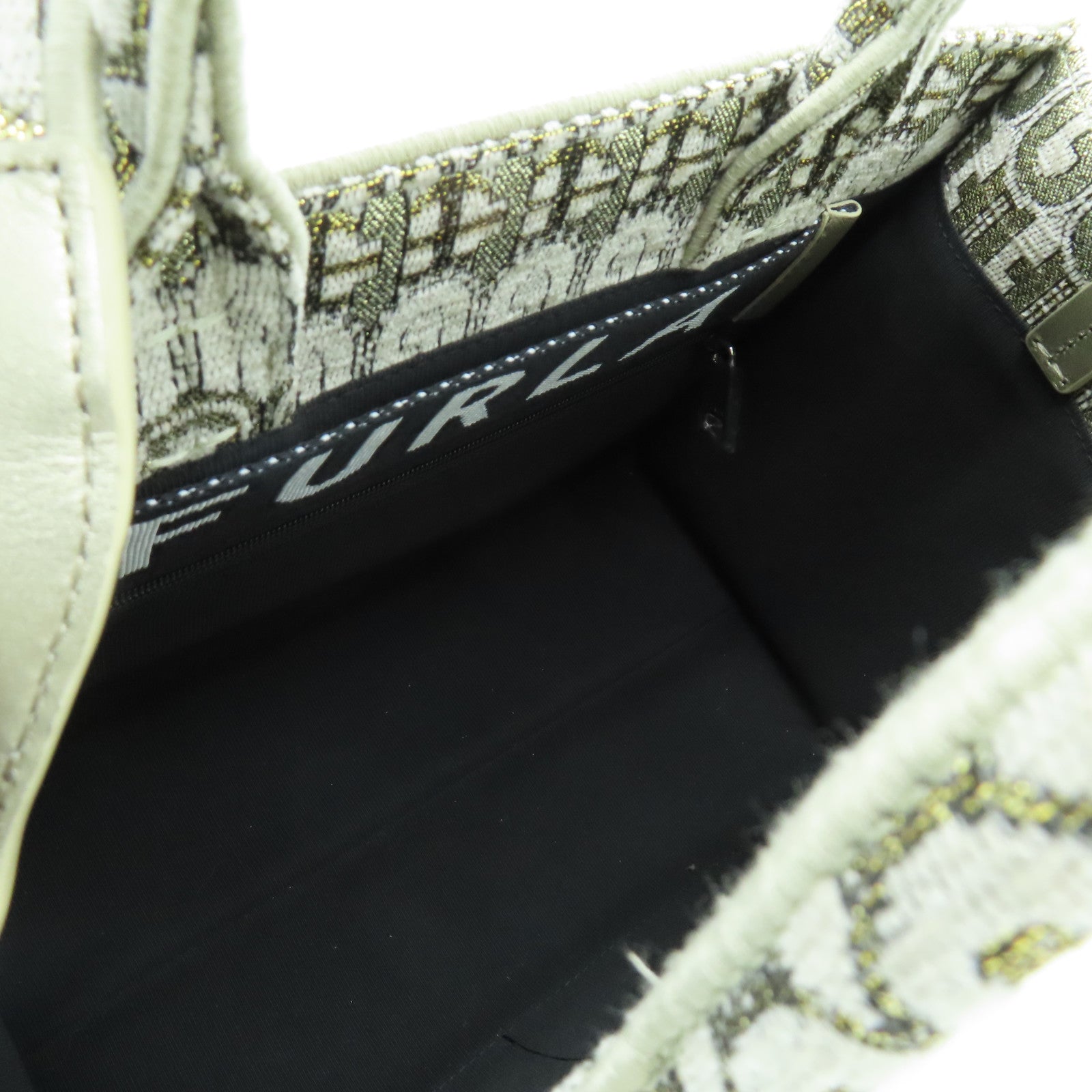 Furla Canvas 2Way Shoulder Bag Silver Buckle Dual-use Shoulder Bag Gold Gray