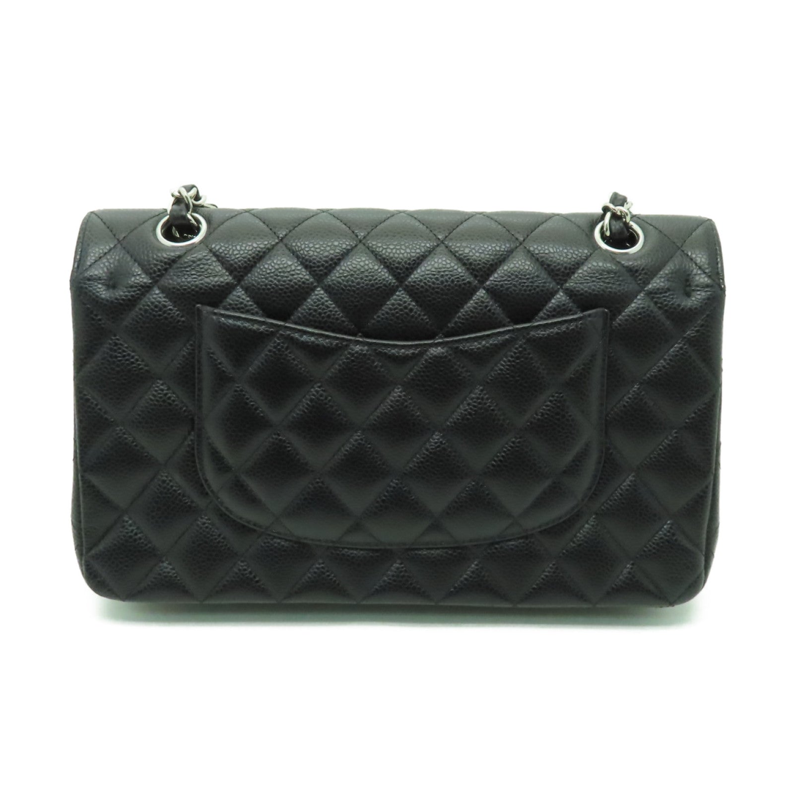 CHANEL 【激減優惠】菱格Caviar皮革Classic Flap 25銀扣鏈帶肩背袋黒色