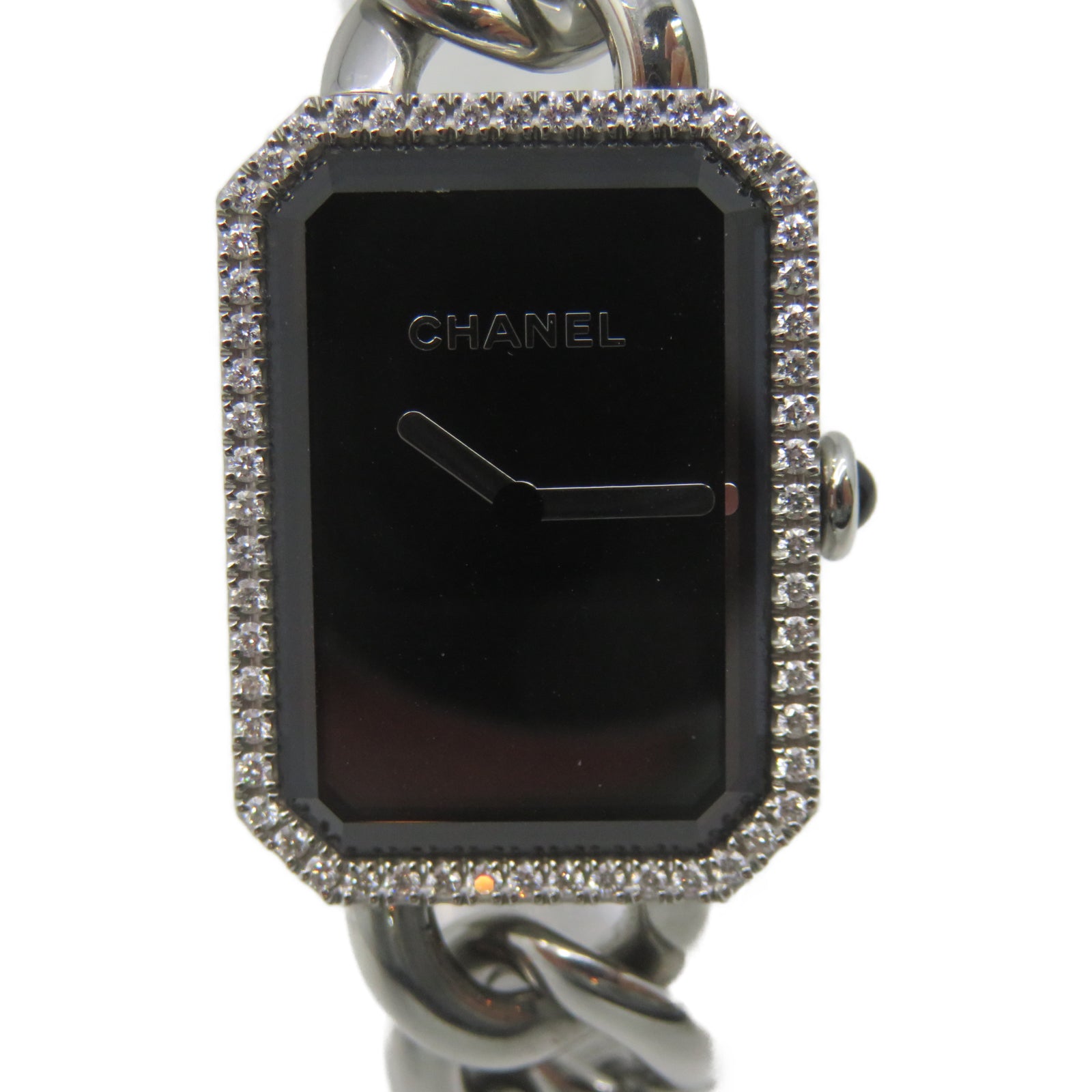CHANEL Premiere Gourmette Watch Stainless Steel Watch Automatic Movement Black