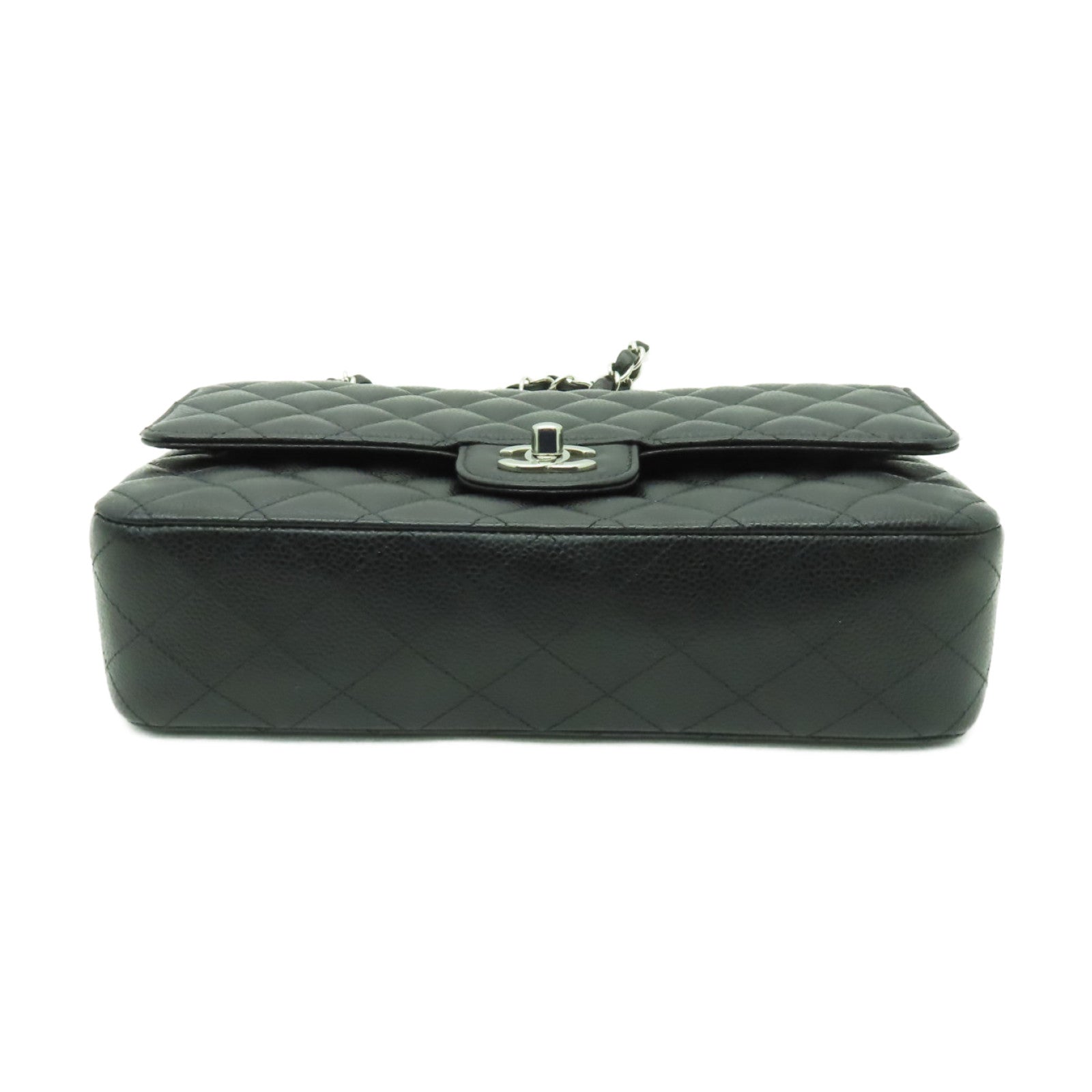 CHANEL 【激減優惠】菱格Caviar皮革Classic Flap 25銀扣鏈帶肩背袋黒色