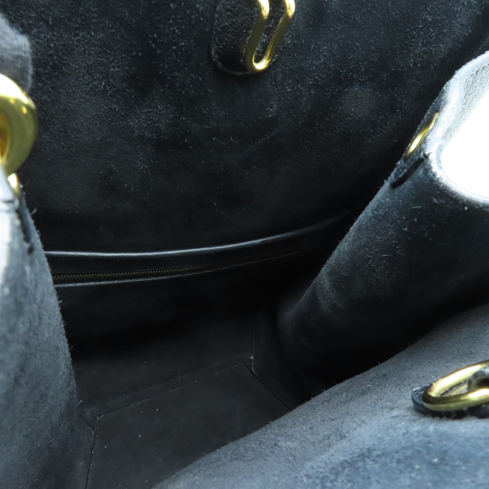 CELINE Cowhide Leather Sangle Bucket Gold Buckle Shoulder Bag Black