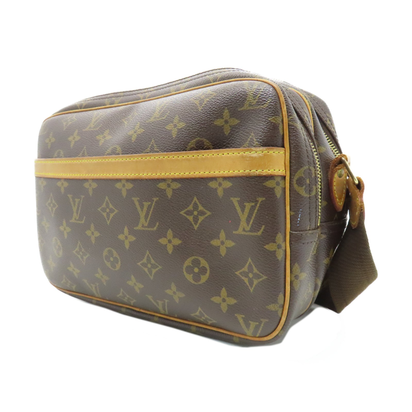 LOUIS VUITTON Monogram Reporter PM金扣肩背袋啡色