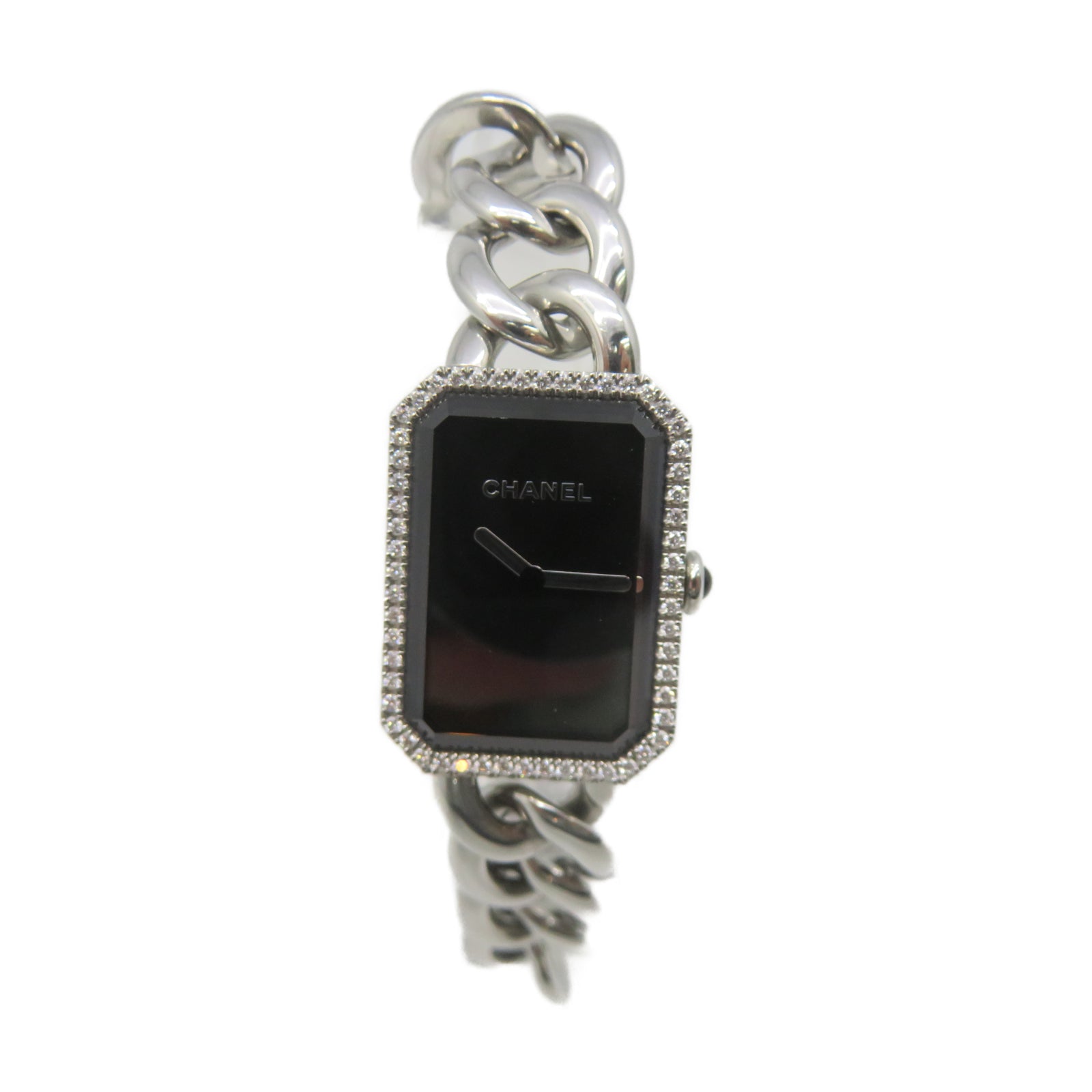 CHANEL Premiere Gourmette Watch Stainless Steel Watch Automatic Movement Black