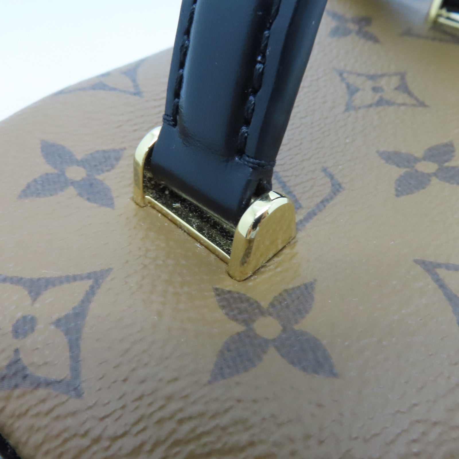 LOUIS VUITTON Monogram Vanity PM Gold Buckle Shoulder Bag Brown