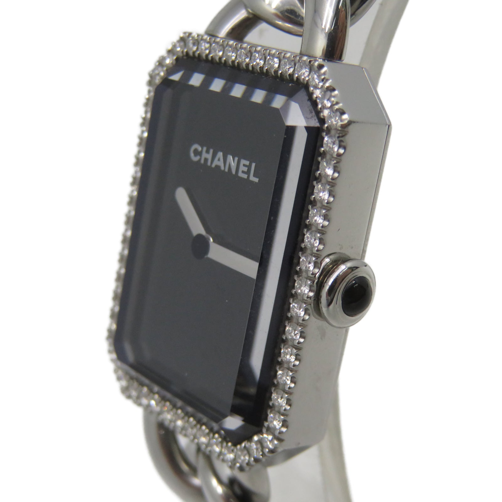CHANEL Premiere Gourmette Watch Stainless Steel Watch Automatic Movement Black