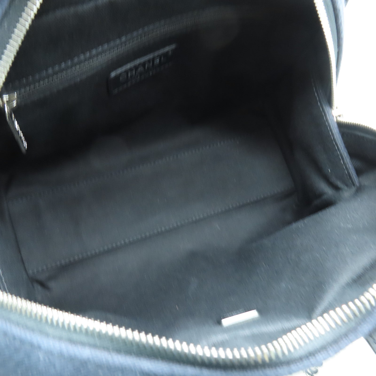 CHANEL 帆布2 Way Shoulder銀扣手挽肩背兩用袋黑色