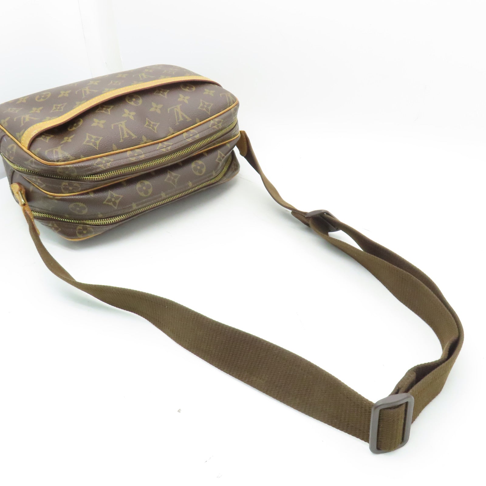 LOUIS VUITTON Monogram Reporter PM金扣肩背袋啡色
