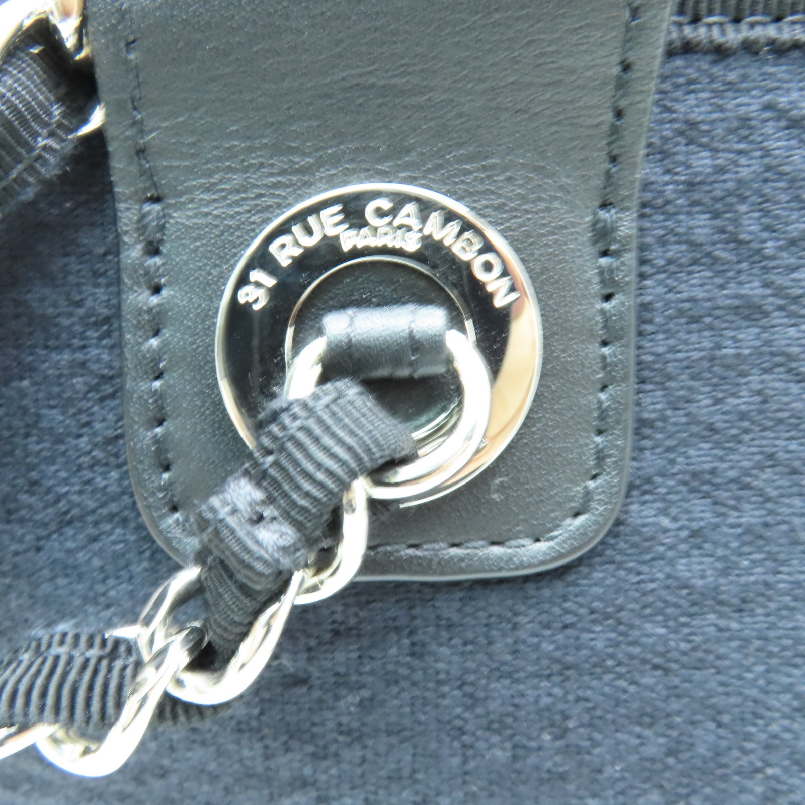 CHANEL 帆布2 Way Shoulder銀扣手挽肩背兩用袋黑色