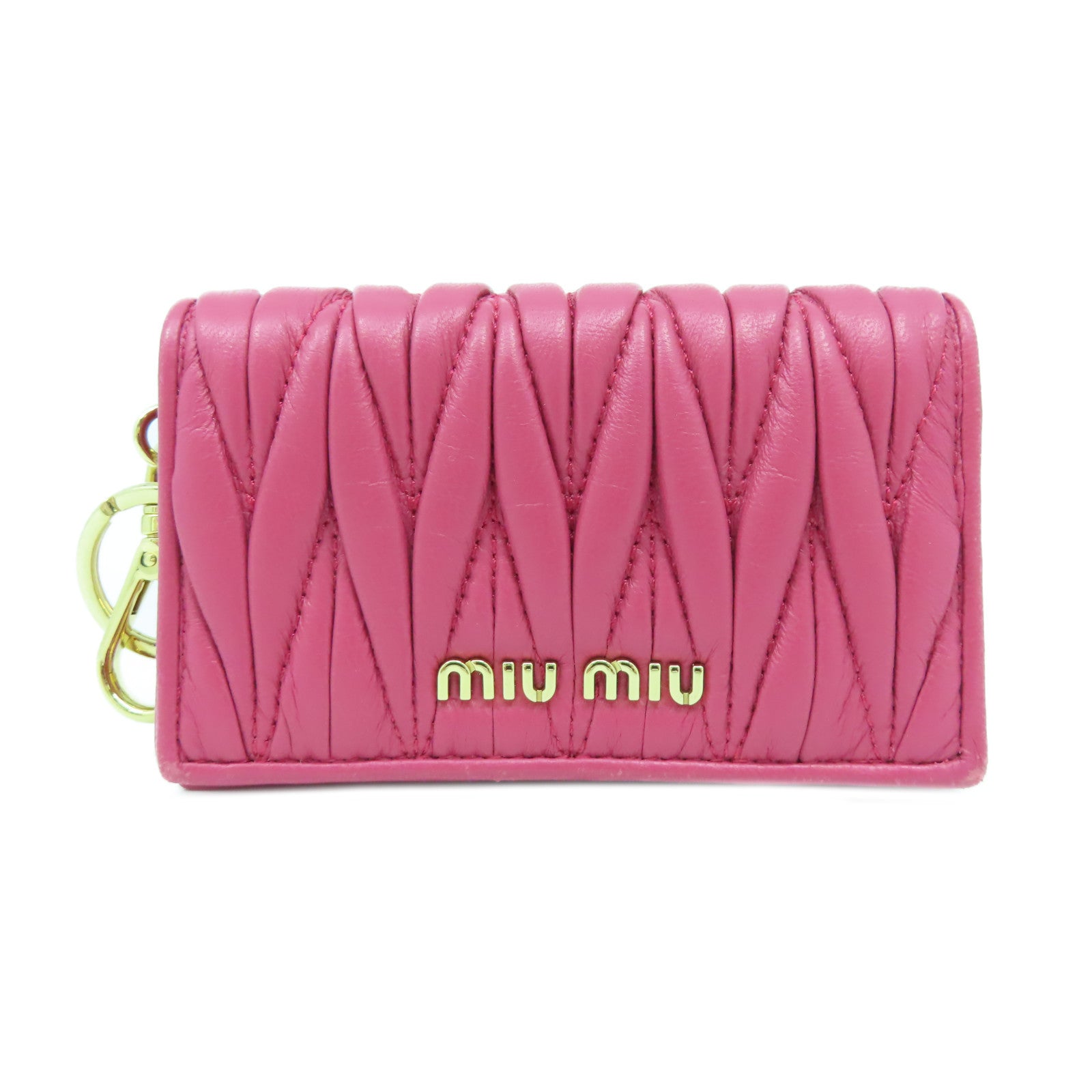 Miu Miu 羊皮皮革Card Case金扣卡片套粉紅色