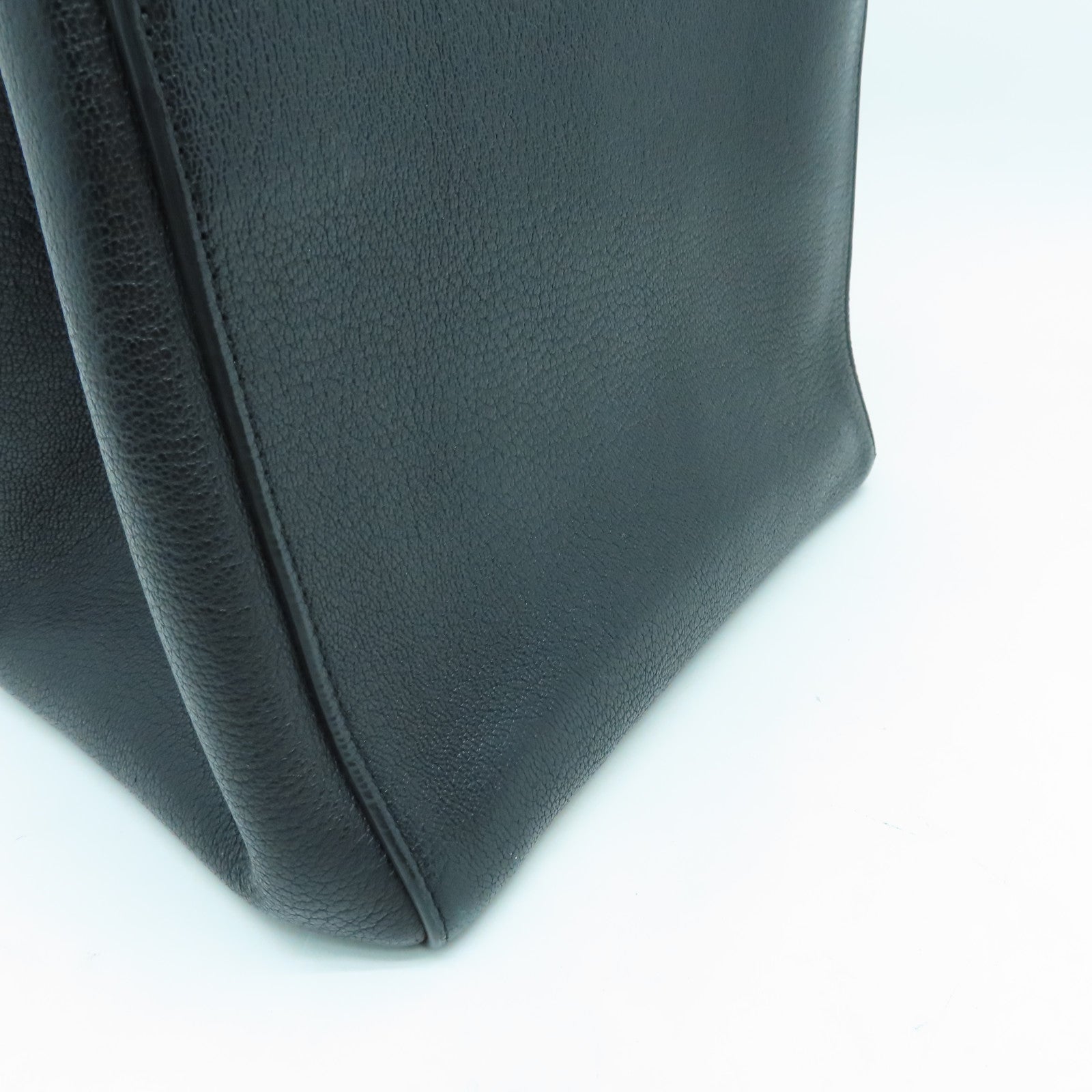 CELINE Cowhide Leather Sangle Bucket Gold Buckle Shoulder Bag Black