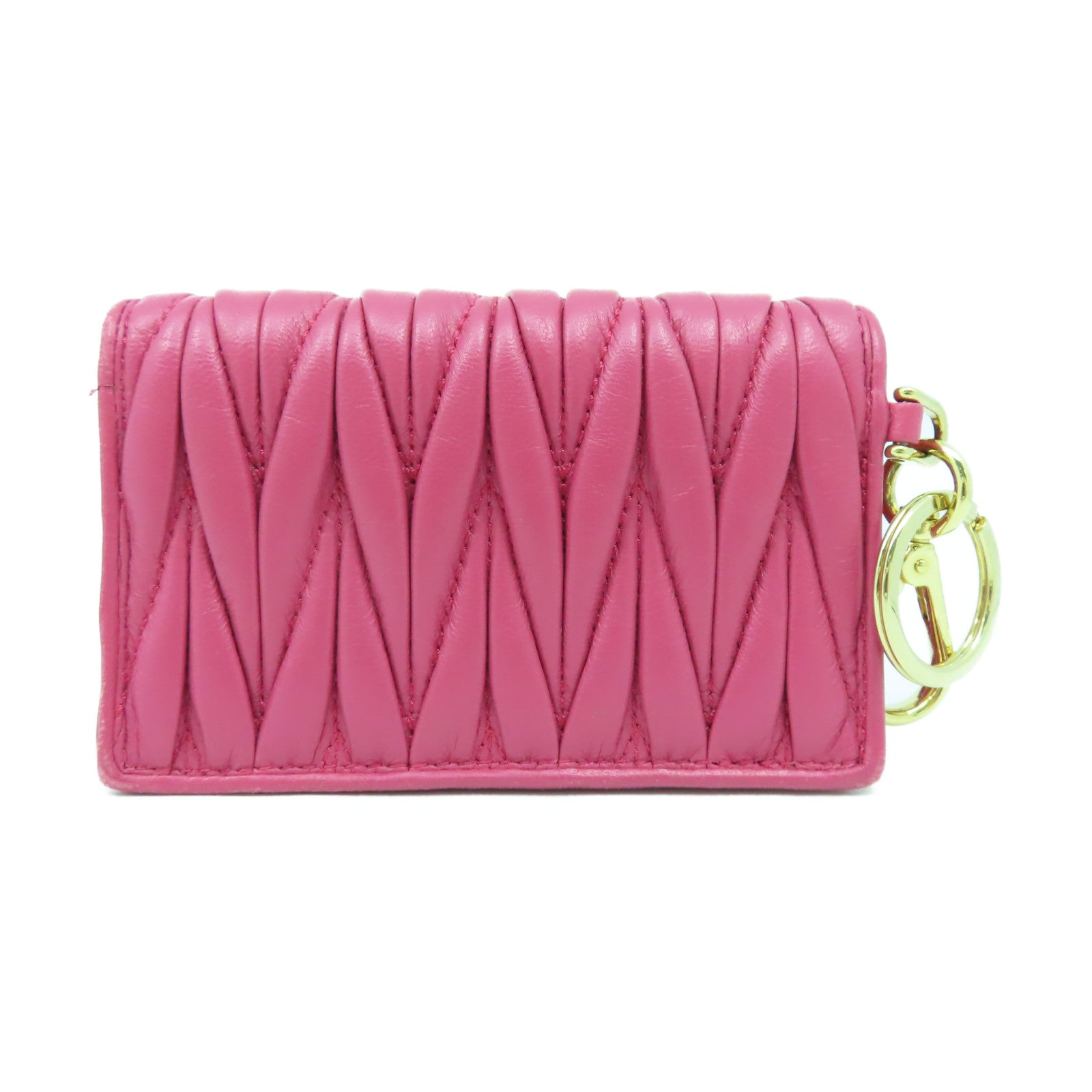 Miu Miu 羊皮皮革Card Case金扣卡片套粉紅色