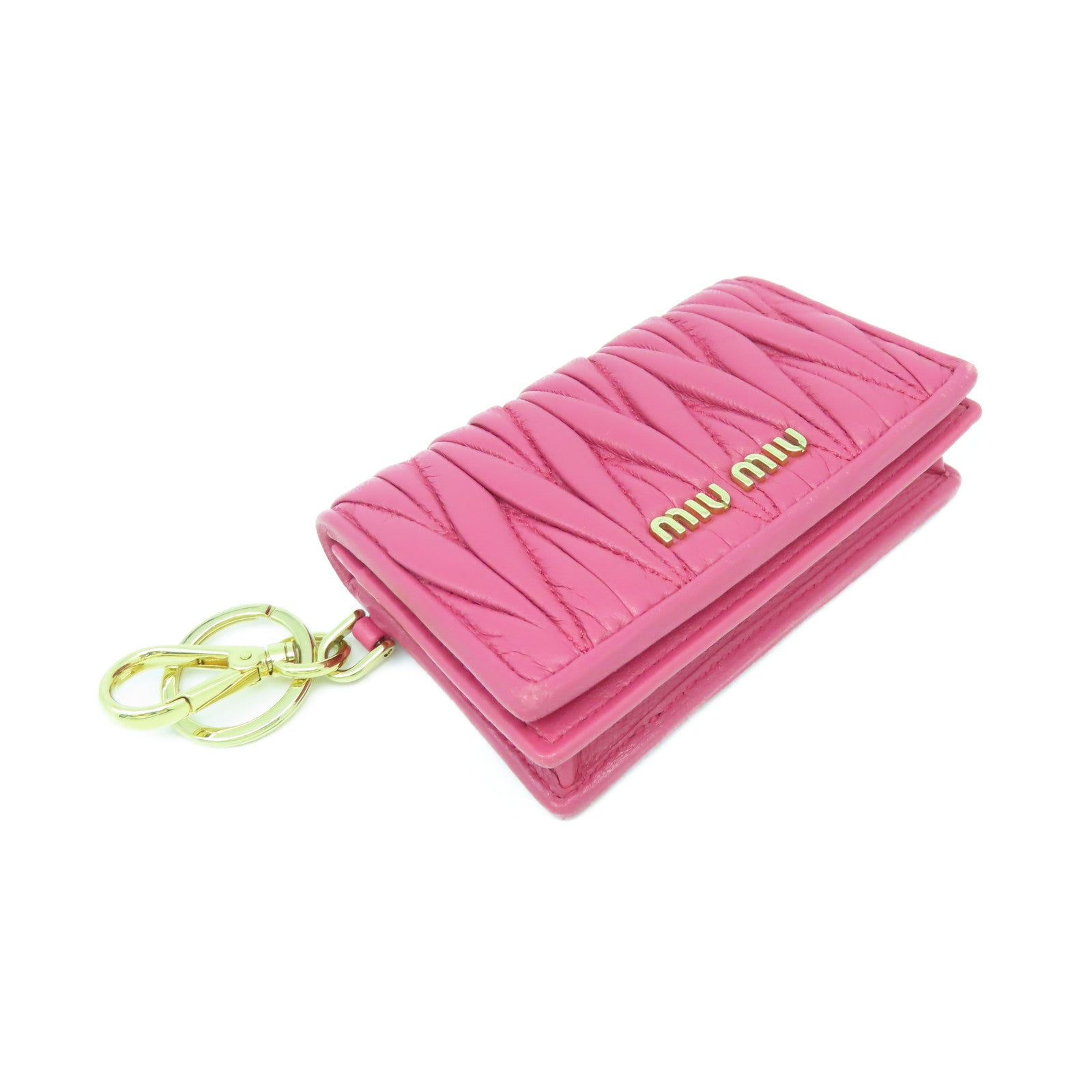 Miu Miu 羊皮皮革Card Case金扣卡片套粉紅色