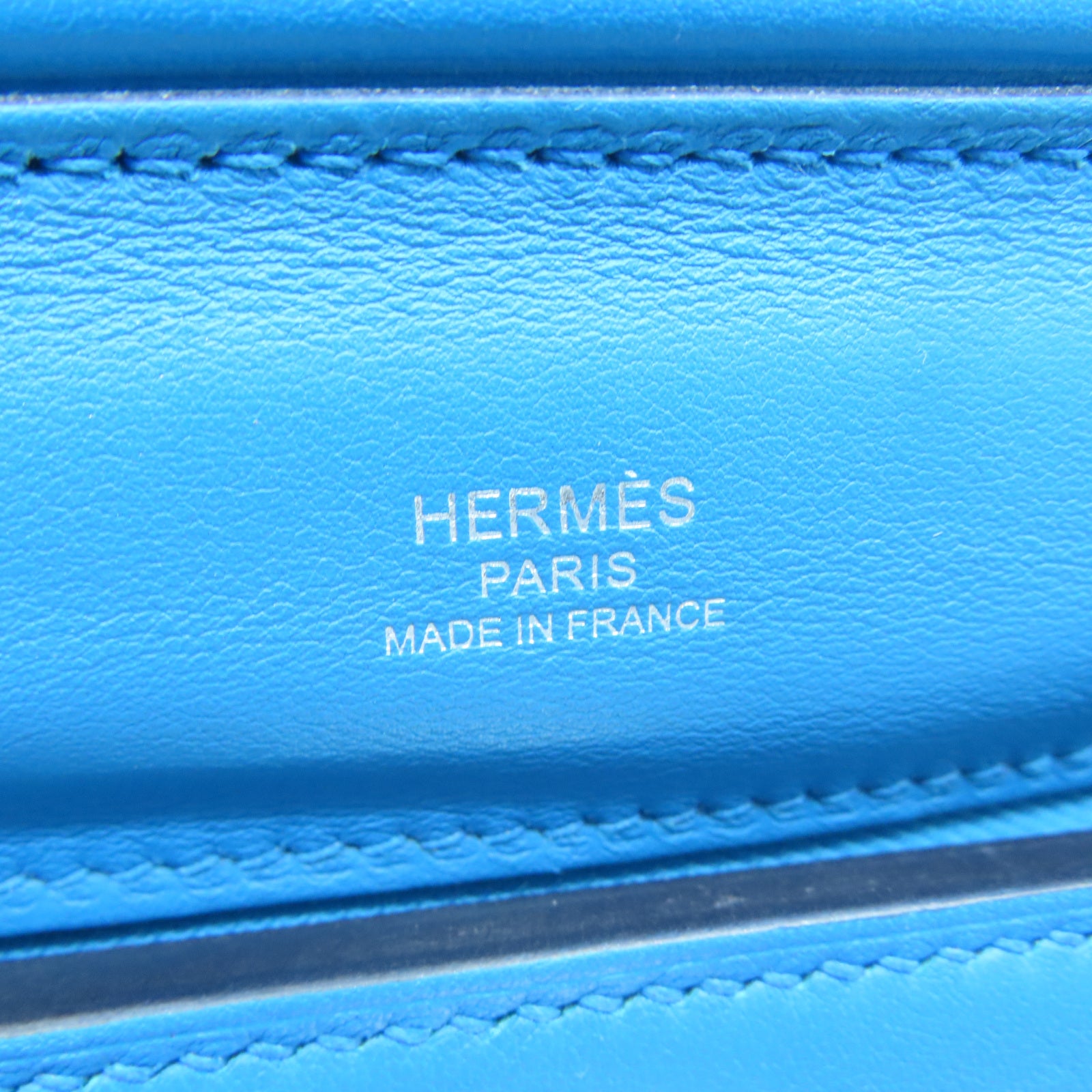 HERMES Evercolor皮革Mini 24/24銀扣手挽肩背兩用袋弗里達藍色
