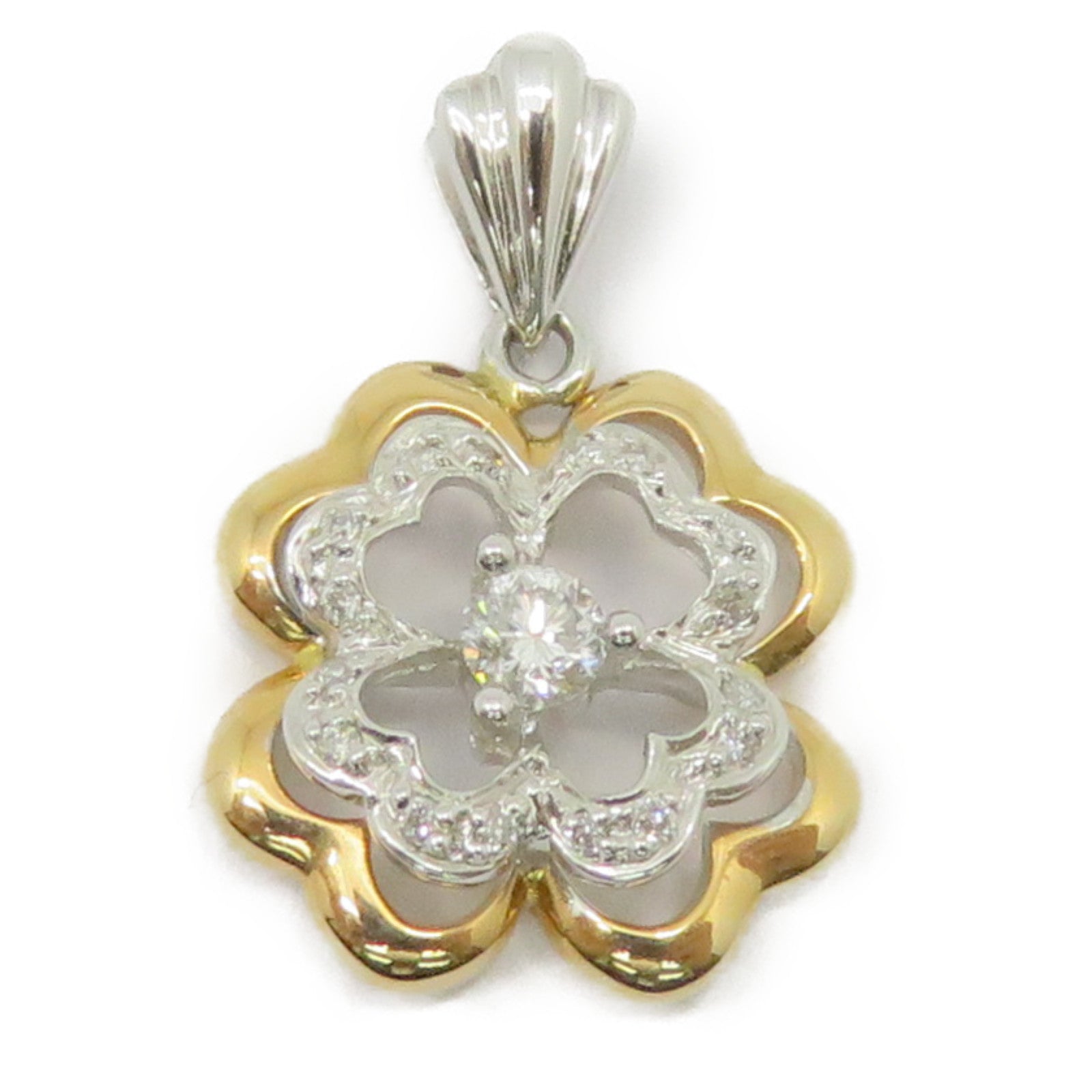 JEWELRY [Sharp Discount] 18K White Gold Diamond Top 0.19ct/0.42ct Diamond Pendant