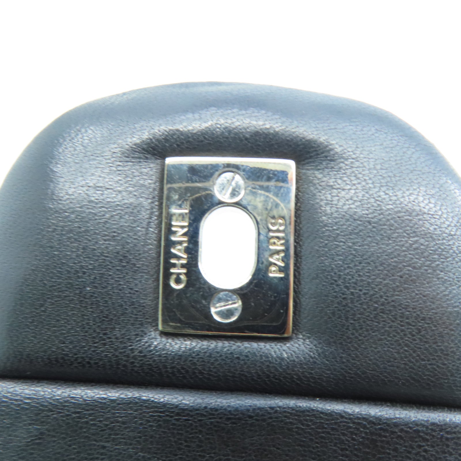 CHANEL 菱格漆皮皮革Chain Shoulder銀扣鏈條肩背袋黑色