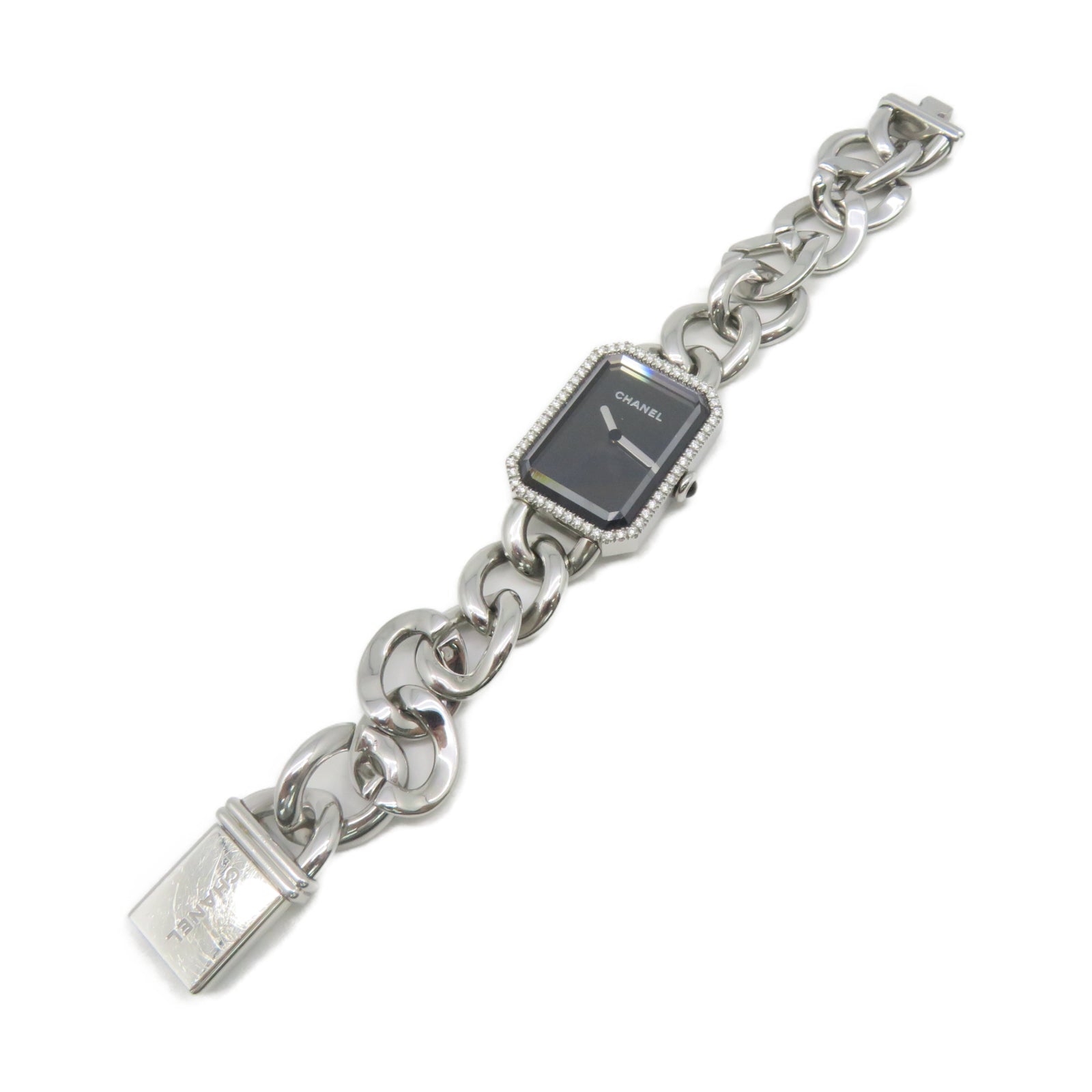 CHANEL Premiere Gourmette Watch Stainless Steel Watch Automatic Movement Black