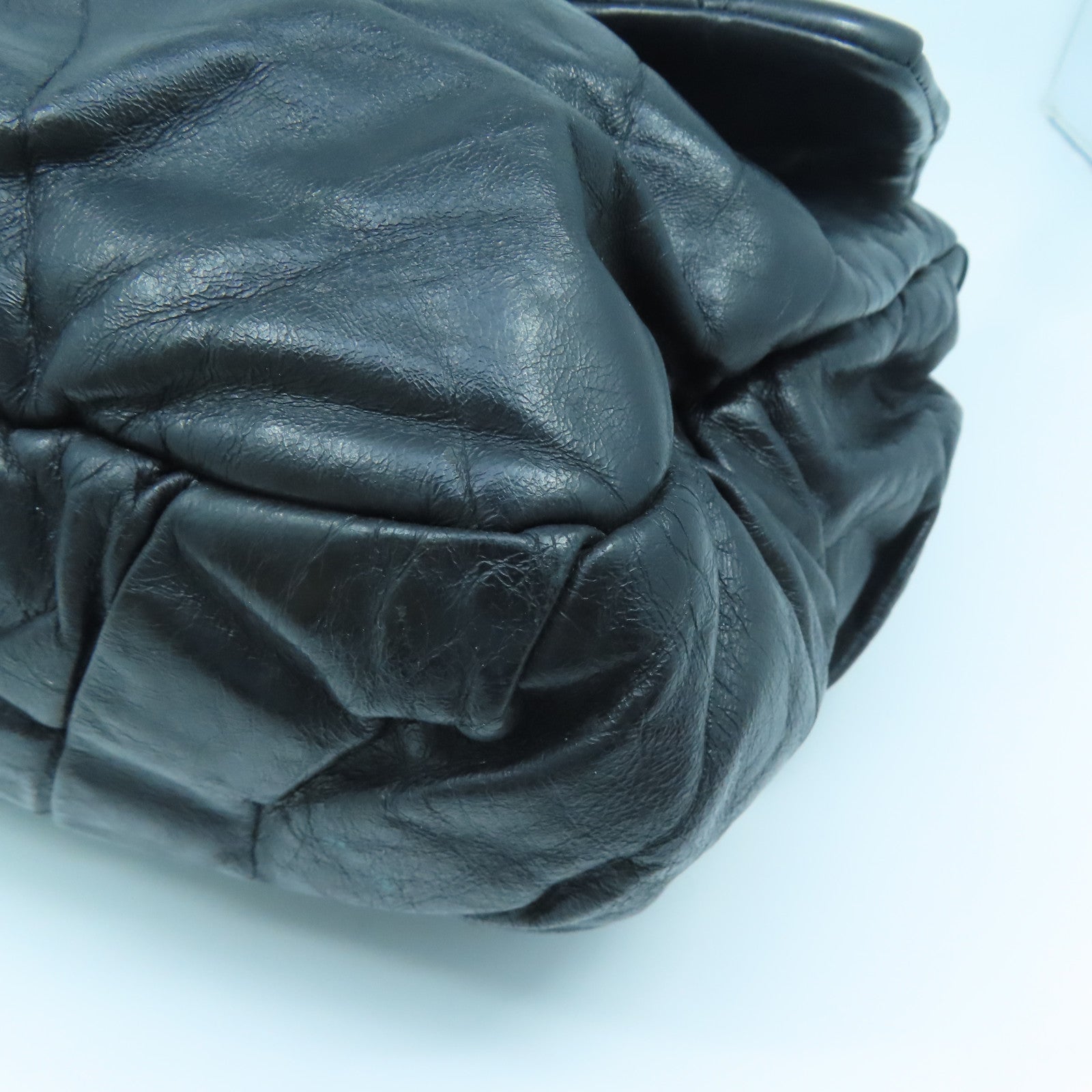 CHANEL 牛皮皮革Chain Shoulder Bag銀扣鏈帶肩背袋黑色