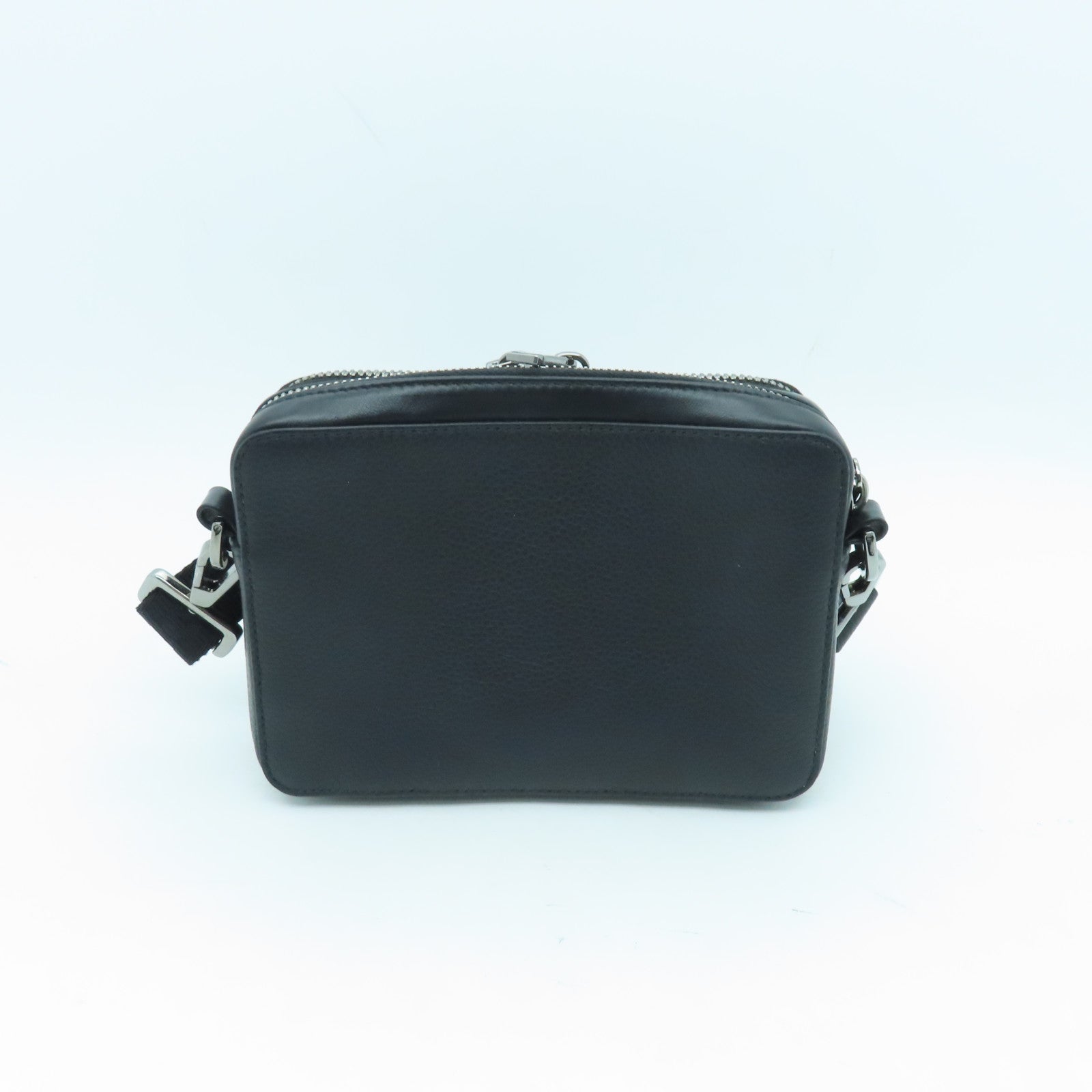 Dior Leather Pouch With Strap Silver Buckle Shoulder Bag Black