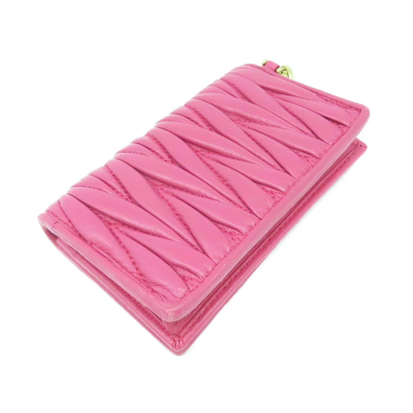 Miu Miu 羊皮皮革Card Case金扣卡片套粉紅色