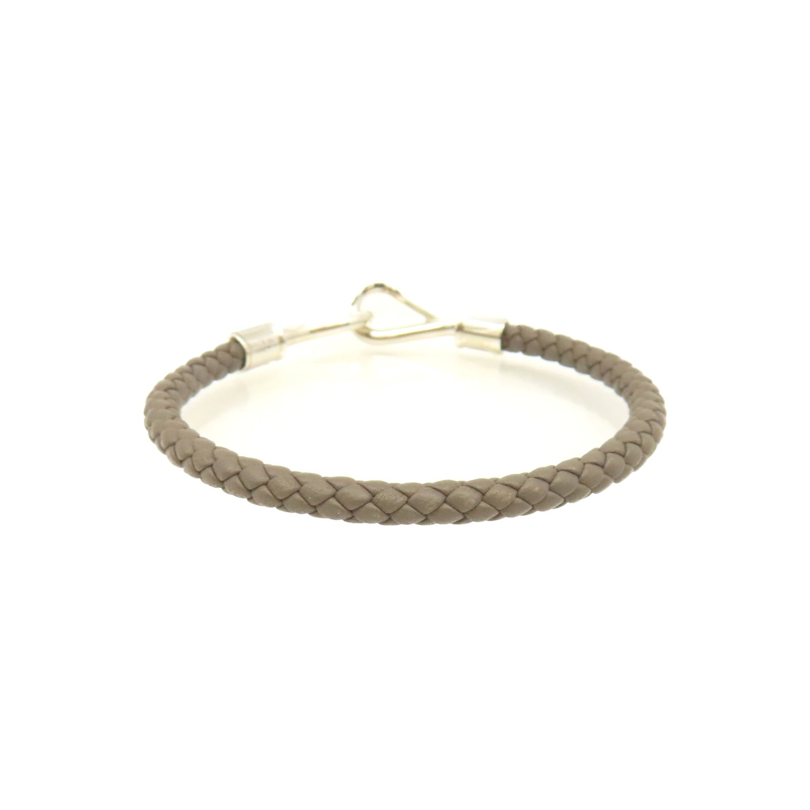 HERMES 牛皮皮革Jumbo H Bracelet銀扣手鏈Etain錫灰色