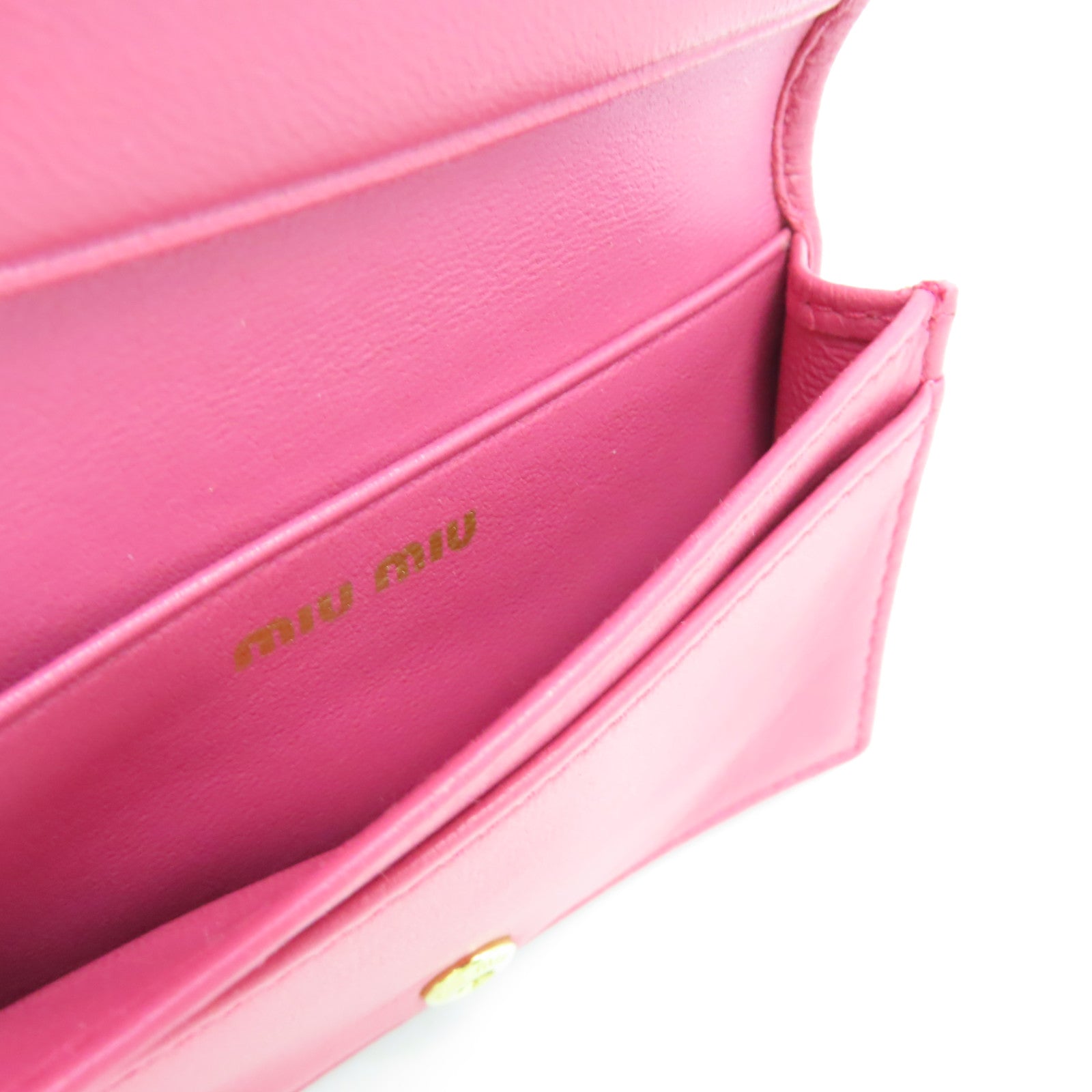 Miu Miu 羊皮皮革Card Case金扣卡片套粉紅色