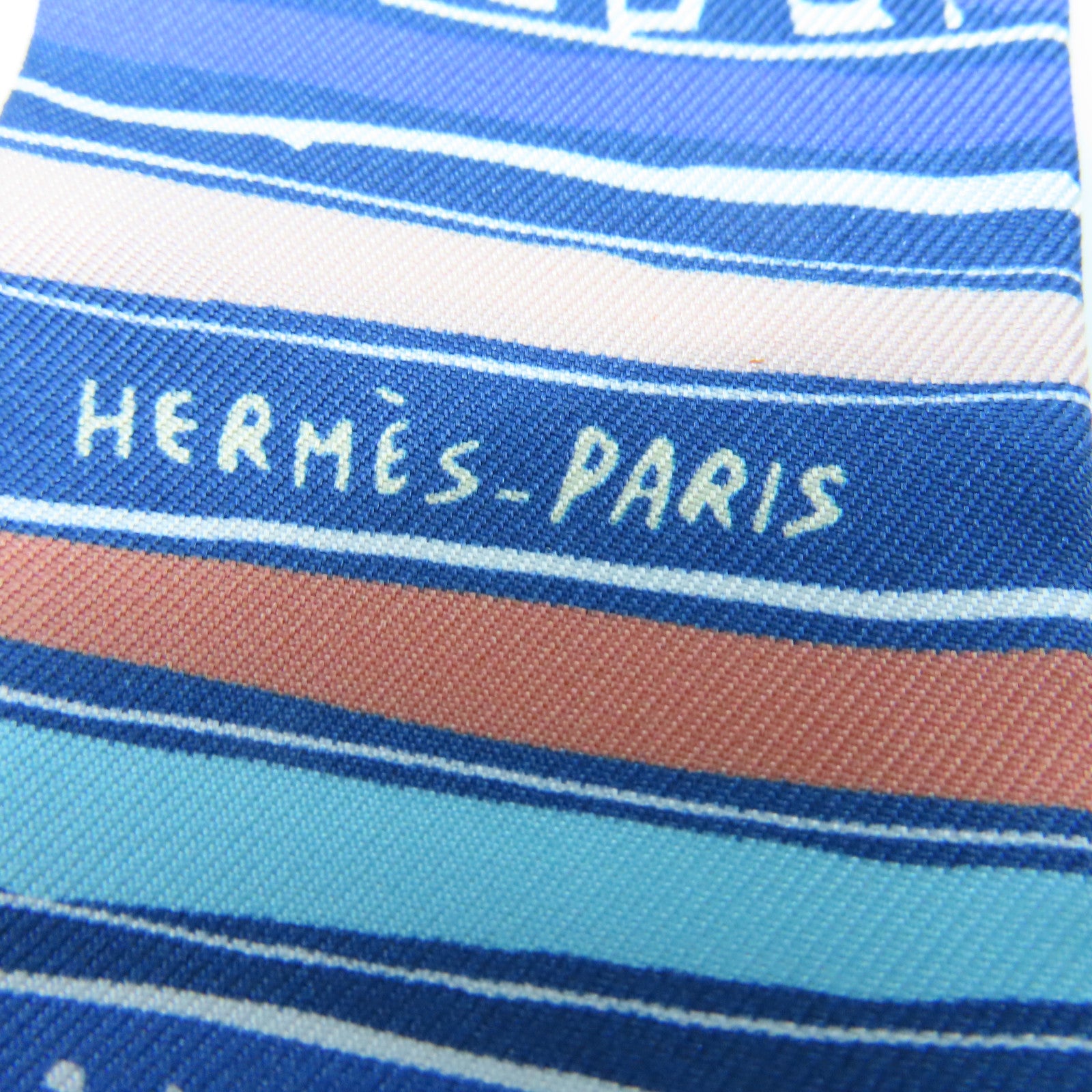 HERMES 絲質Twilly絲巾藍色