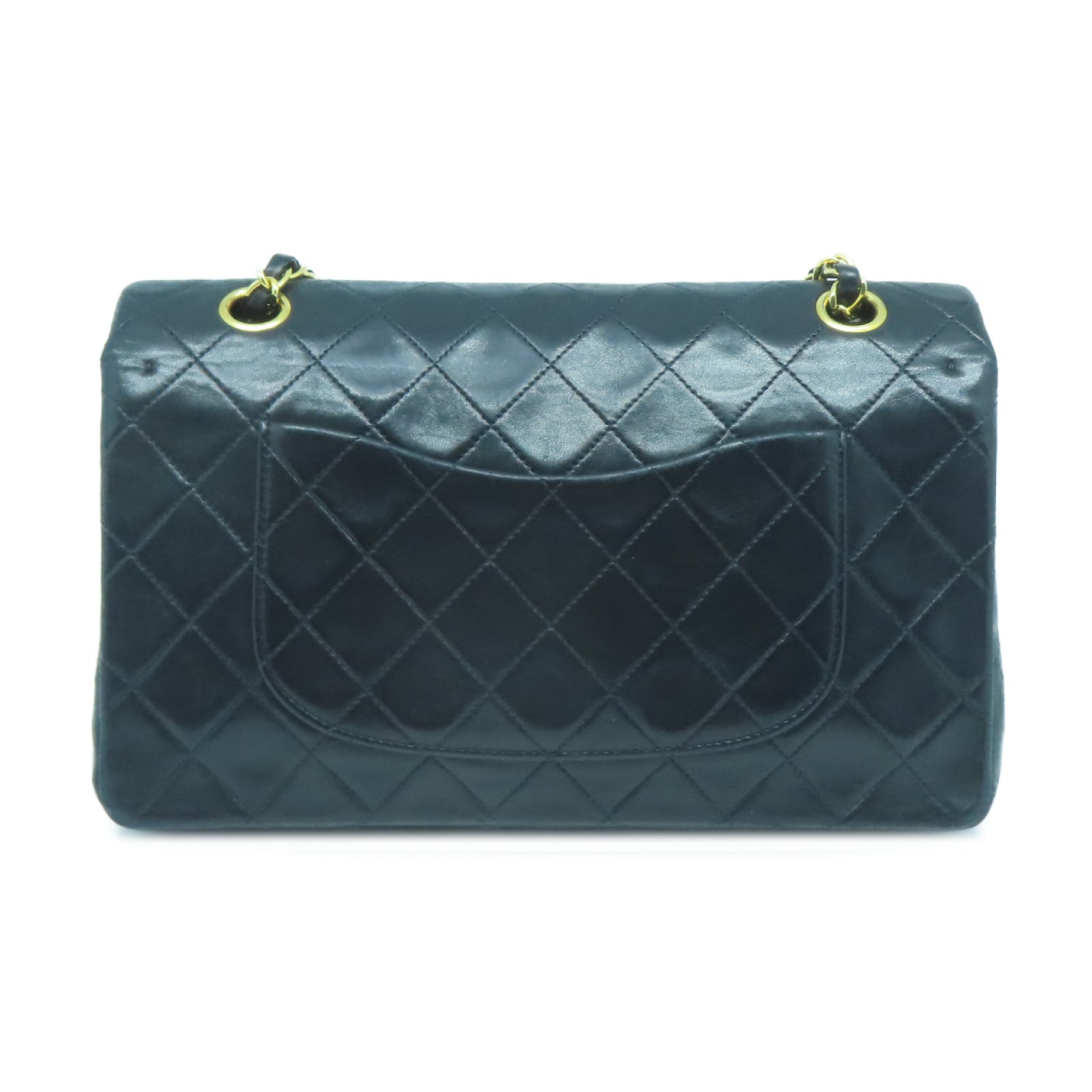 CHANEL 菱格羊皮皮革Classic 25cm金扣鏈帶肩背袋黑色