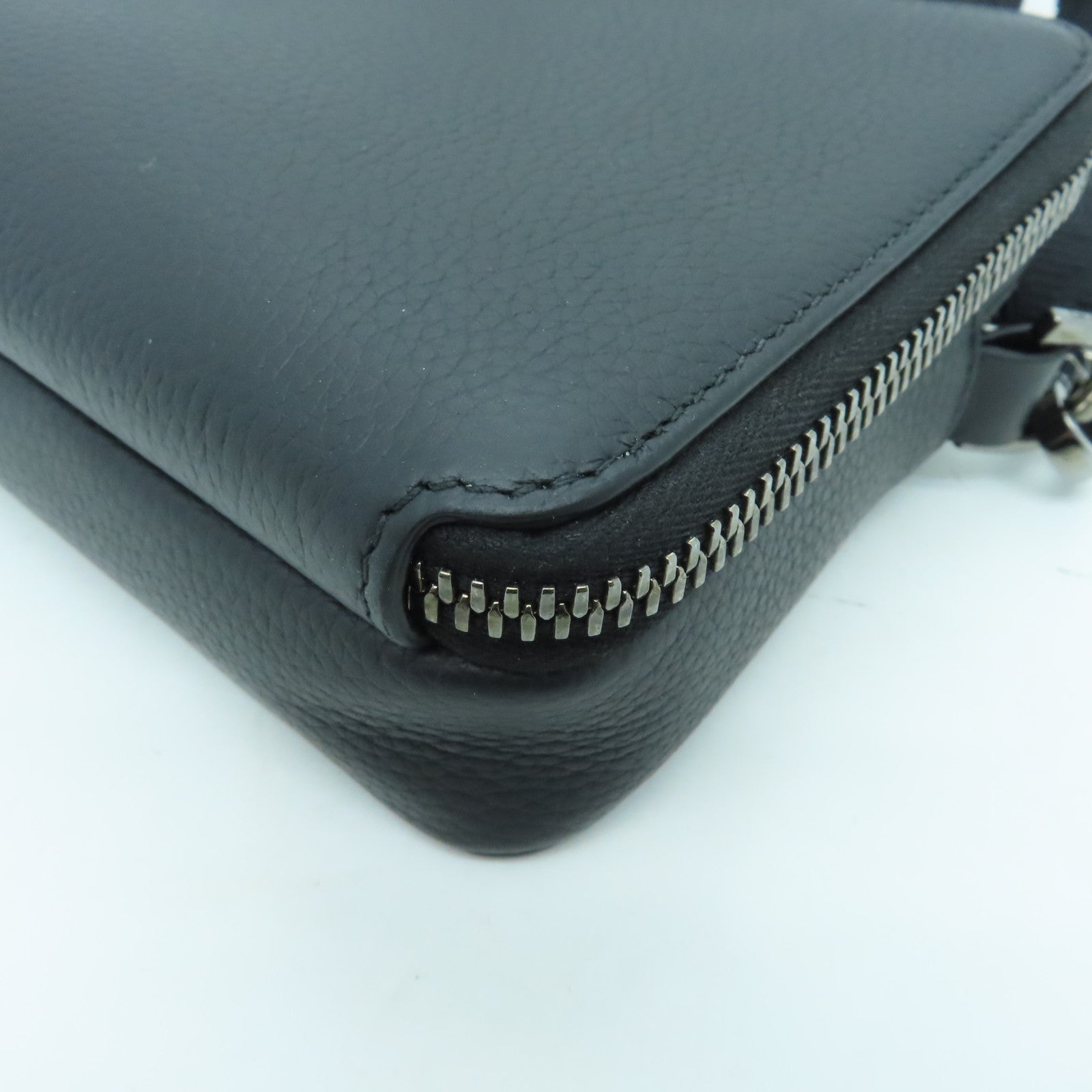 Dior Leather Pouch With Strap Silver Buckle Shoulder Bag Black