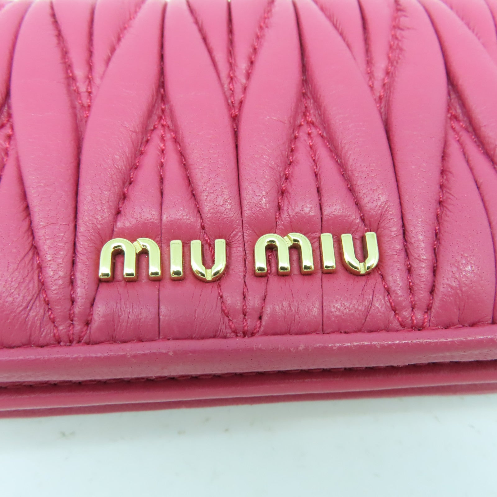 Miu Miu 羊皮皮革Card Case金扣卡片套粉紅色