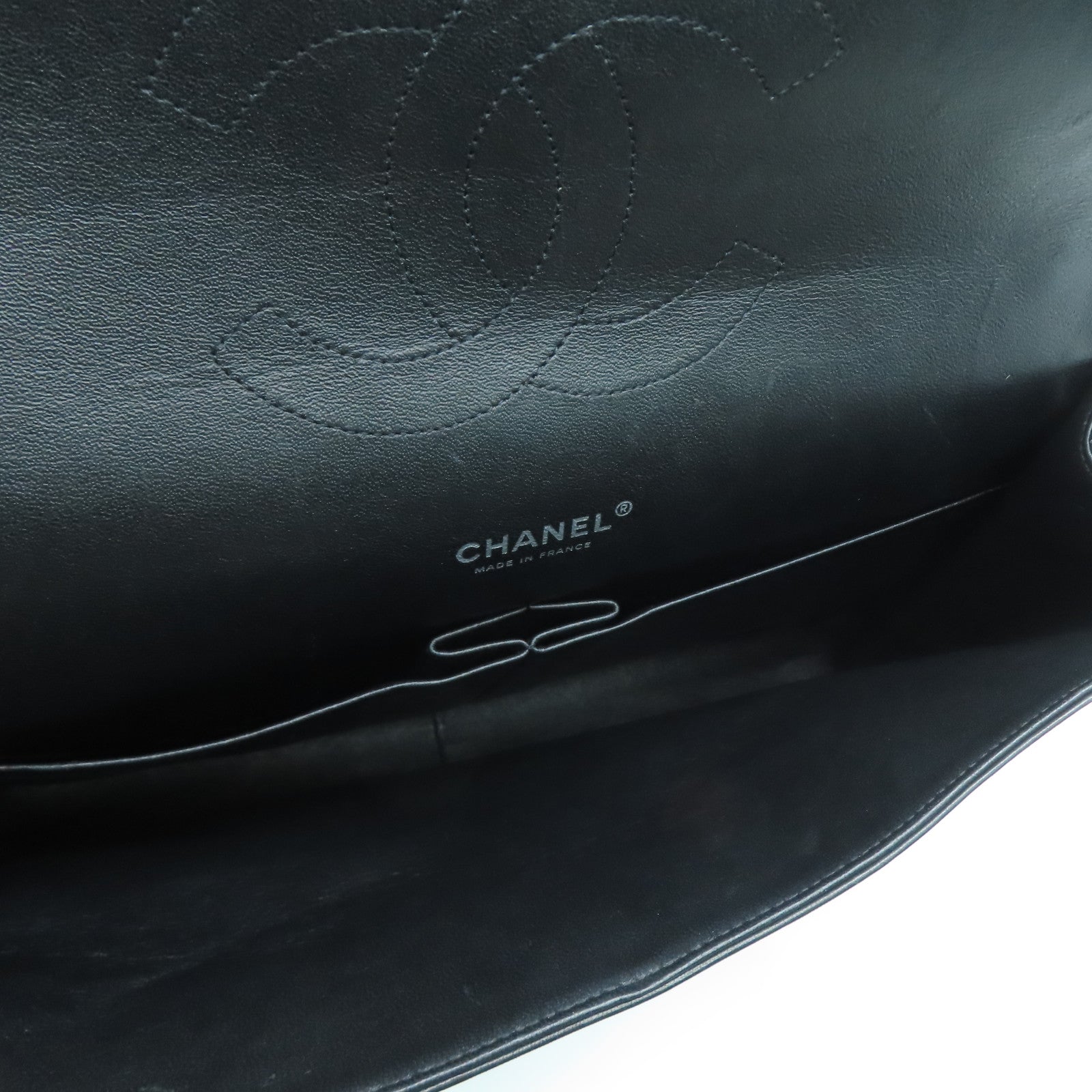 CHANEL 菱格漆皮皮革Chain Shoulder銀扣鏈條肩背袋黑色