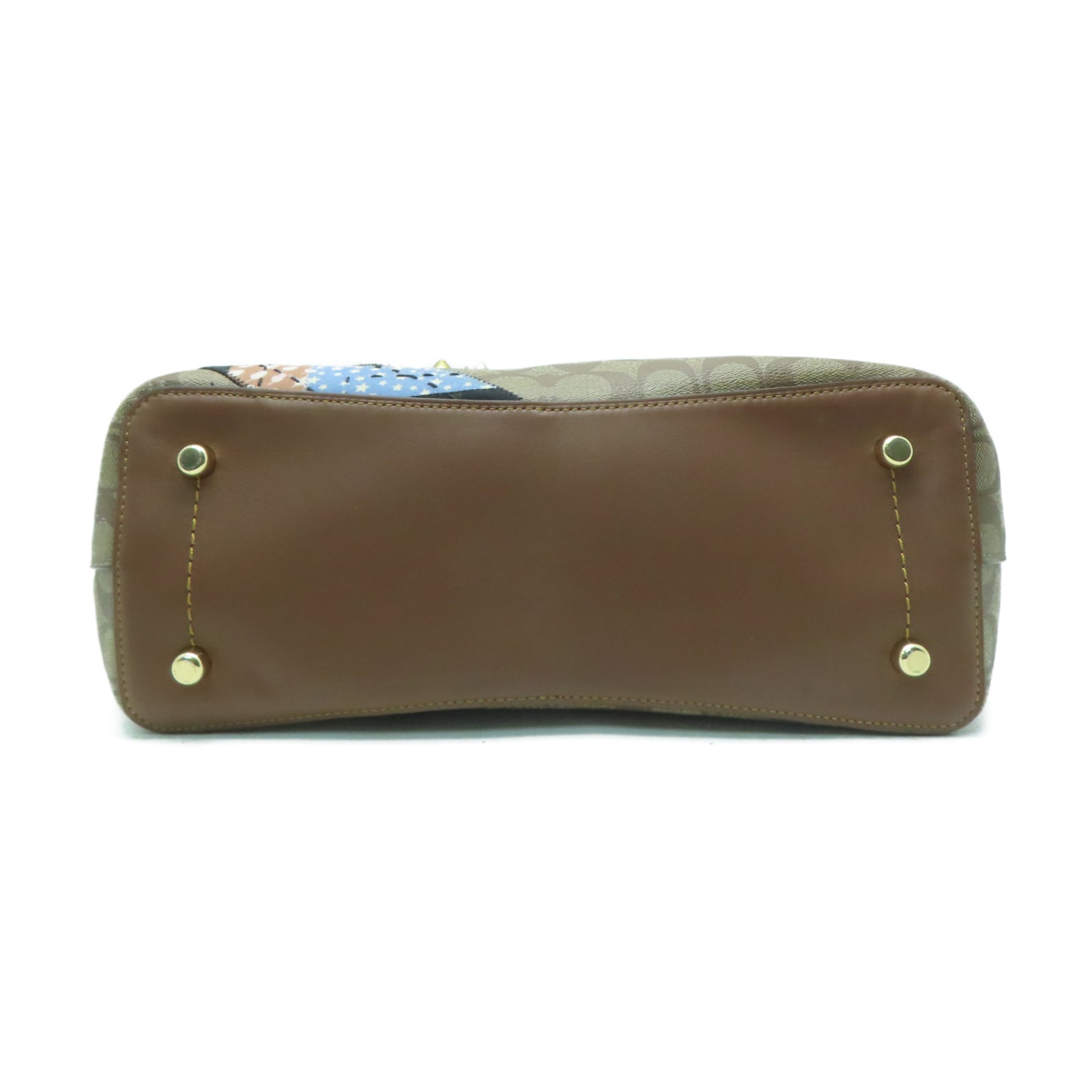 COACH 塗層帆布Tote Bag金扣肩背袋啡色