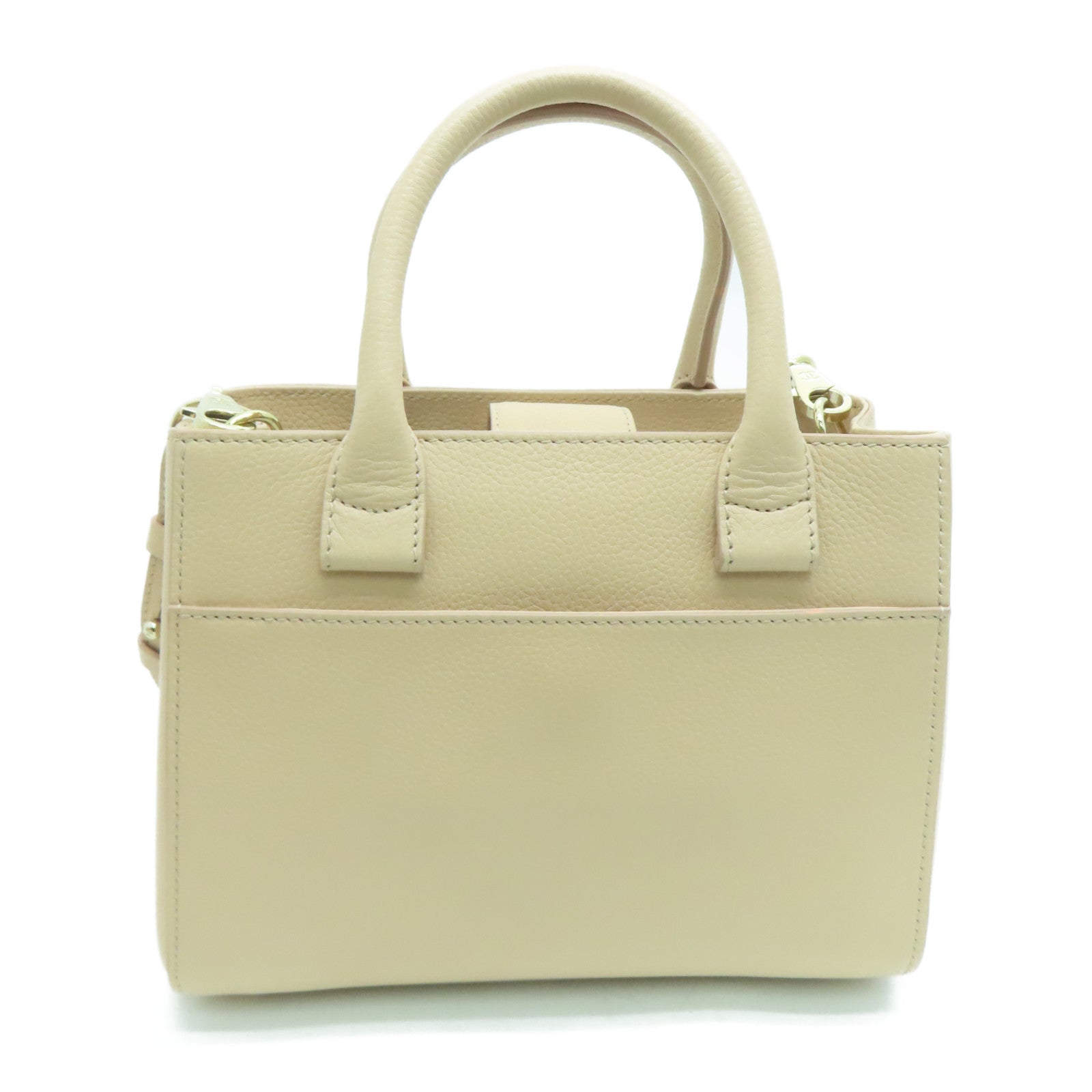 CHANEL Caviar皮革2Way Shoulder金扣手挽肩背两用袋米色い