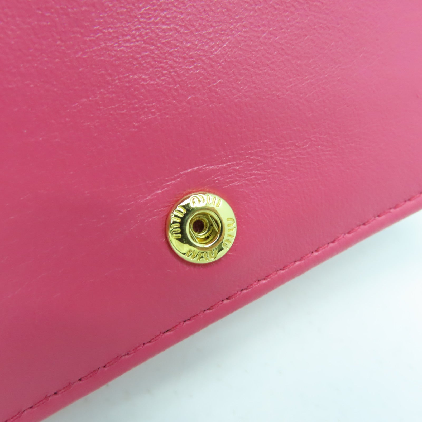 Miu Miu 羊皮皮革Card Case金扣卡片套粉紅色