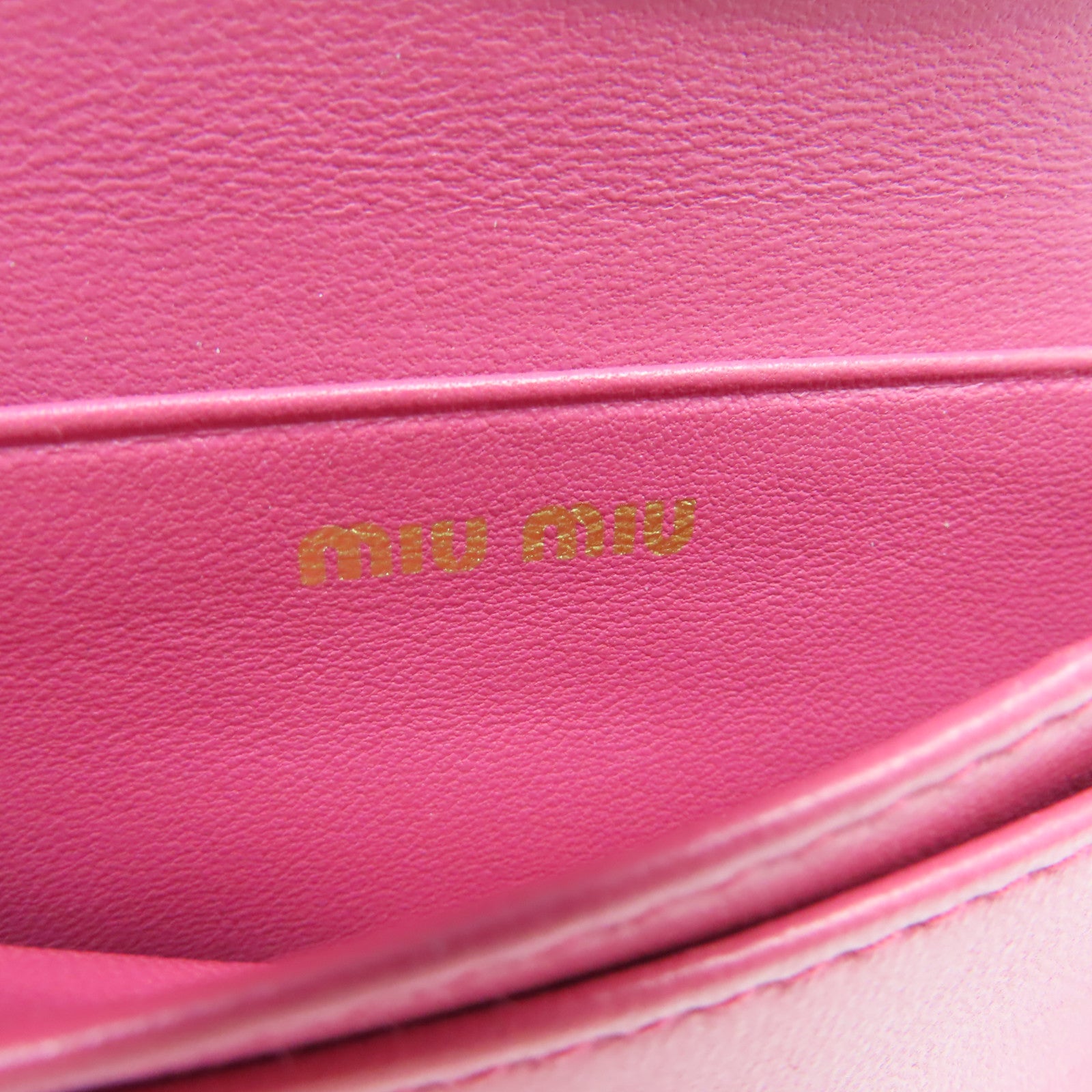 Miu Miu 羊皮皮革Card Case金扣卡片套粉紅色