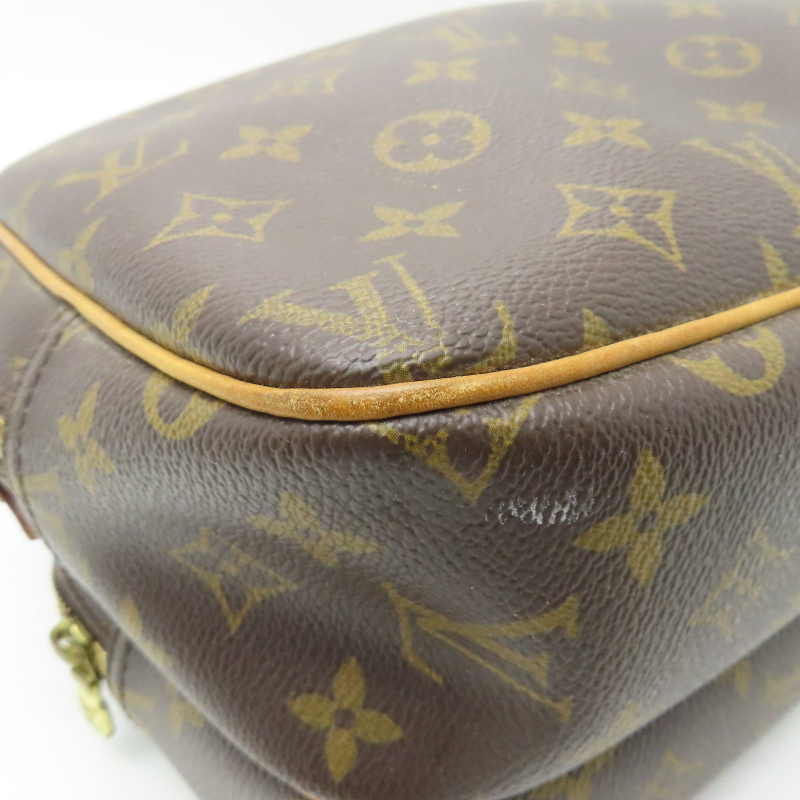 LOUIS VUITTON Monogram Reporter PM金扣肩背袋啡色