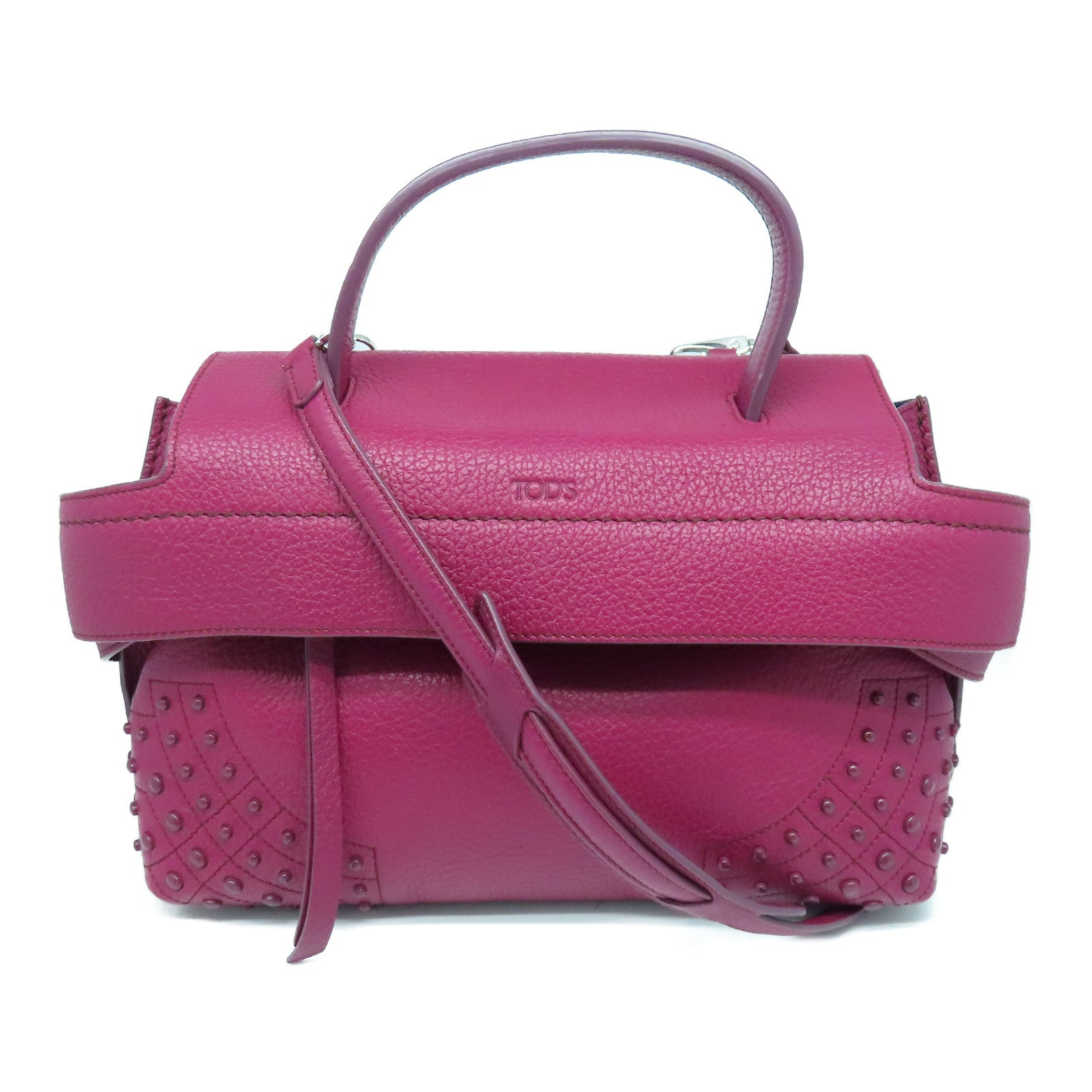 TOD'S 牛皮皮革2way Shoulder Bag银扣手挽肩背两用袋紫色