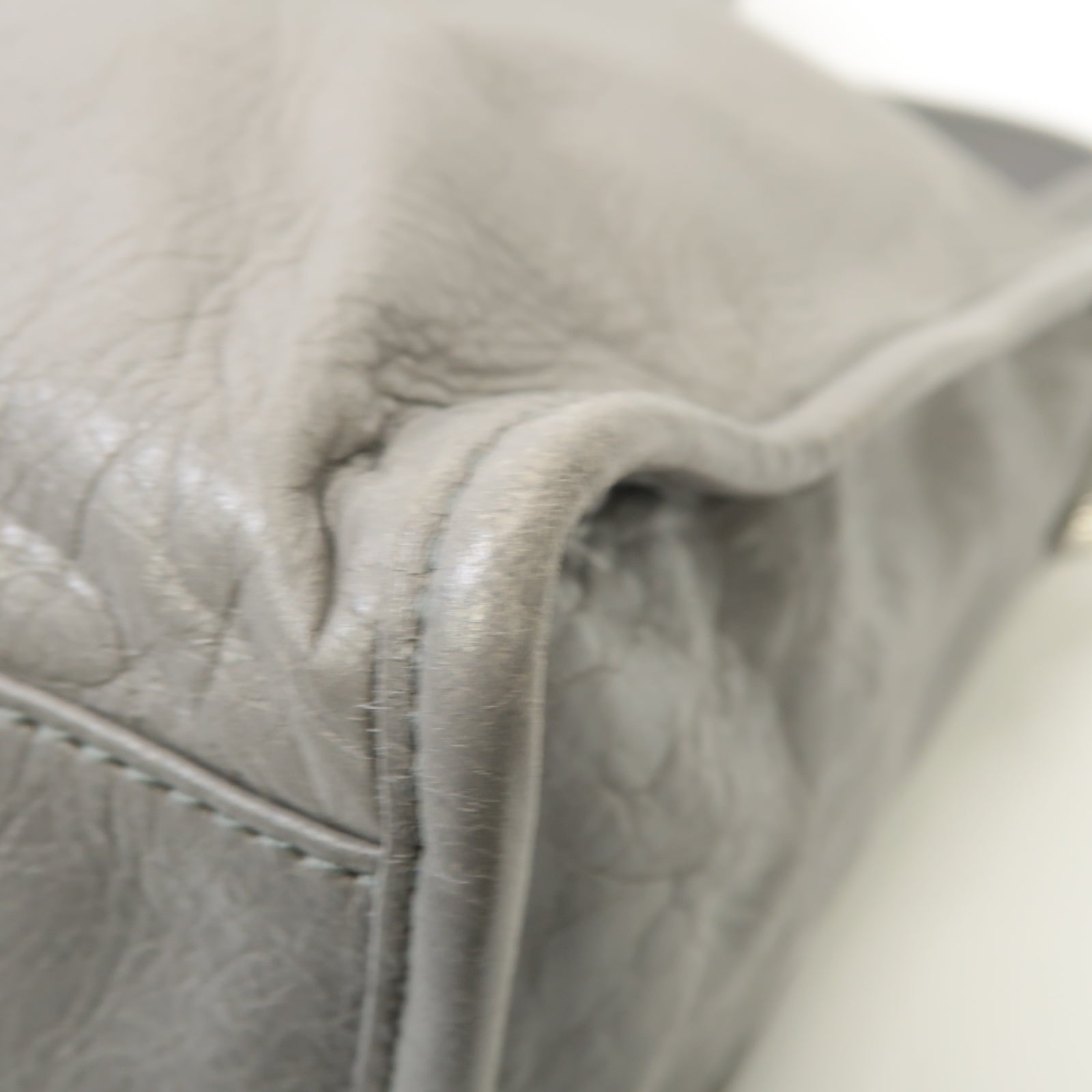 BALENCIAGA 牛皮皮革Giant City Bag銀扣手挽肩背兩用袋灰色