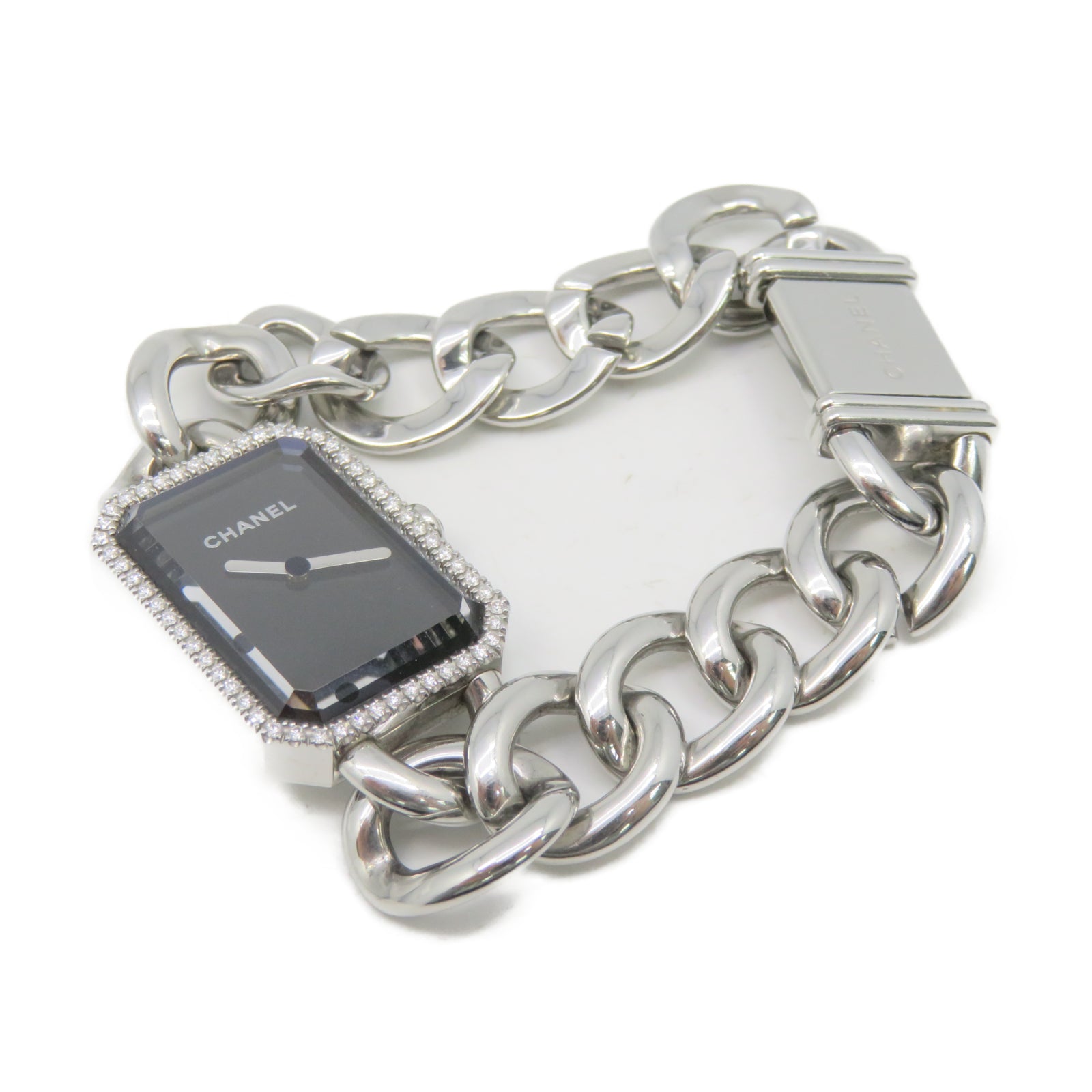 CHANEL Premiere Gourmette Watch Stainless Steel Watch Automatic Movement Black