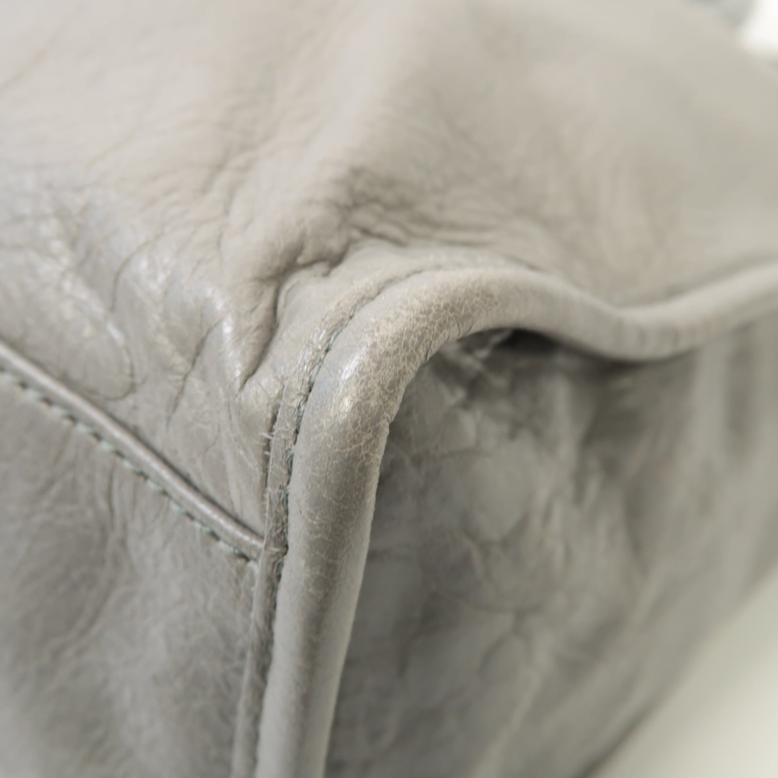 BALENCIAGA 牛皮皮革Giant City Bag銀扣手挽肩背兩用袋灰色