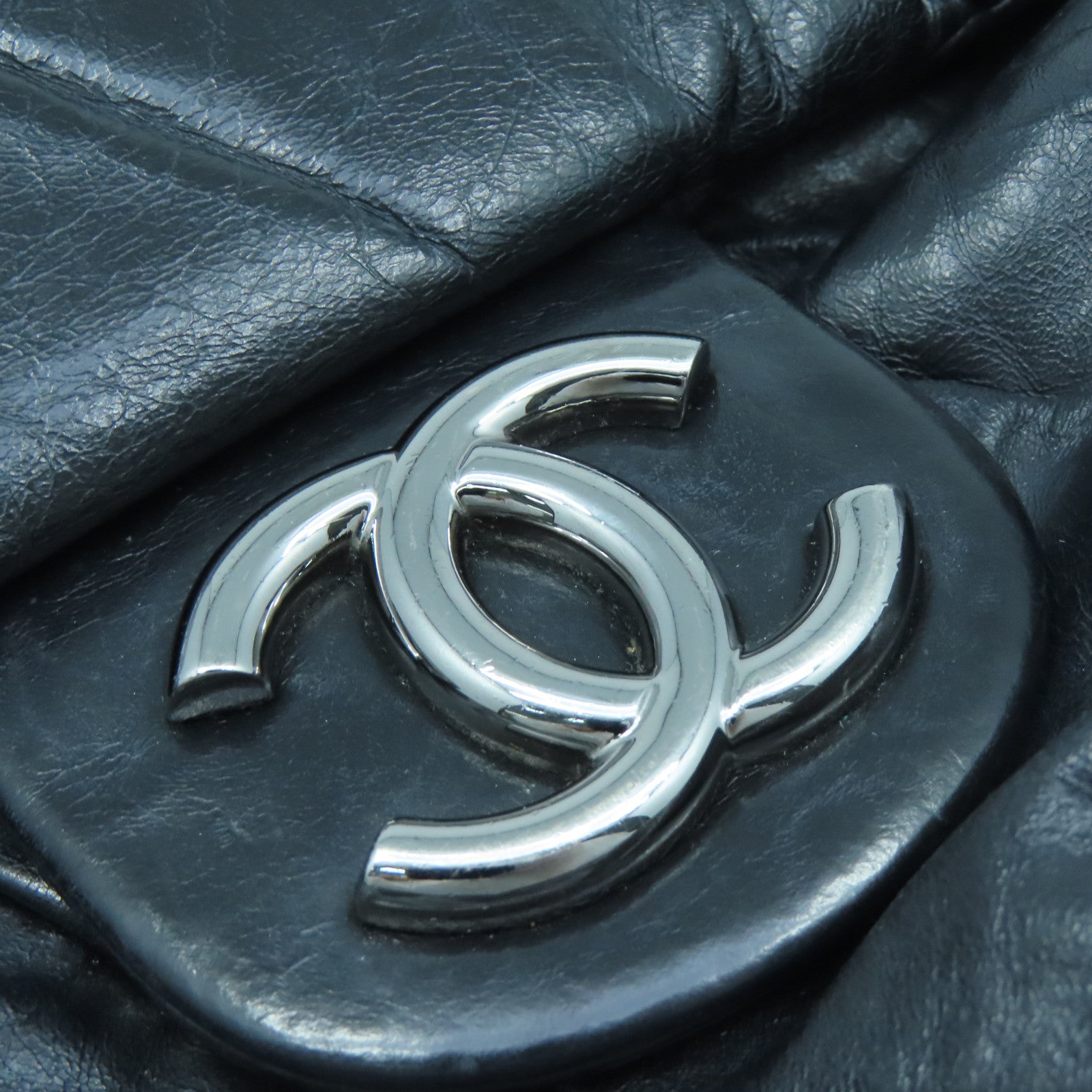CHANEL 牛皮皮革Chain Shoulder Bag銀扣鏈帶肩背袋黑色