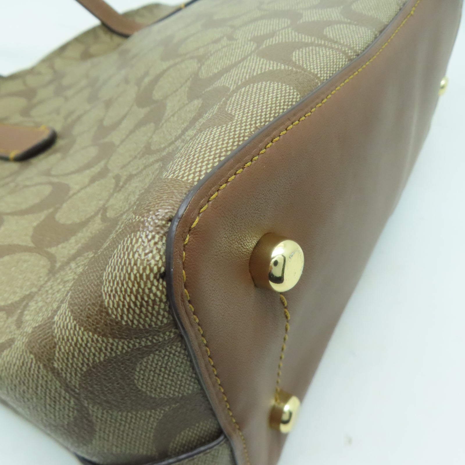 COACH 塗層帆布Tote Bag金扣肩背袋啡色