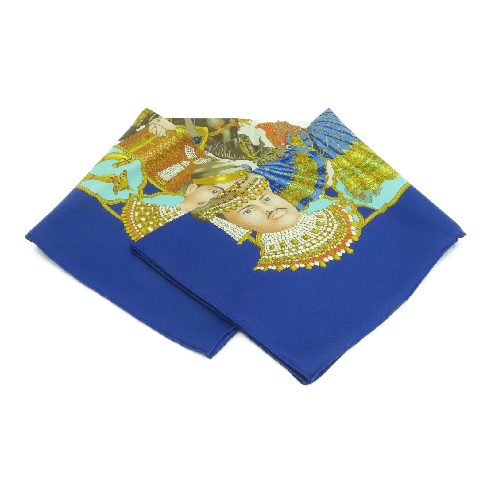HERMES 丝质Scarf丝巾蓝色橙色90X90cm