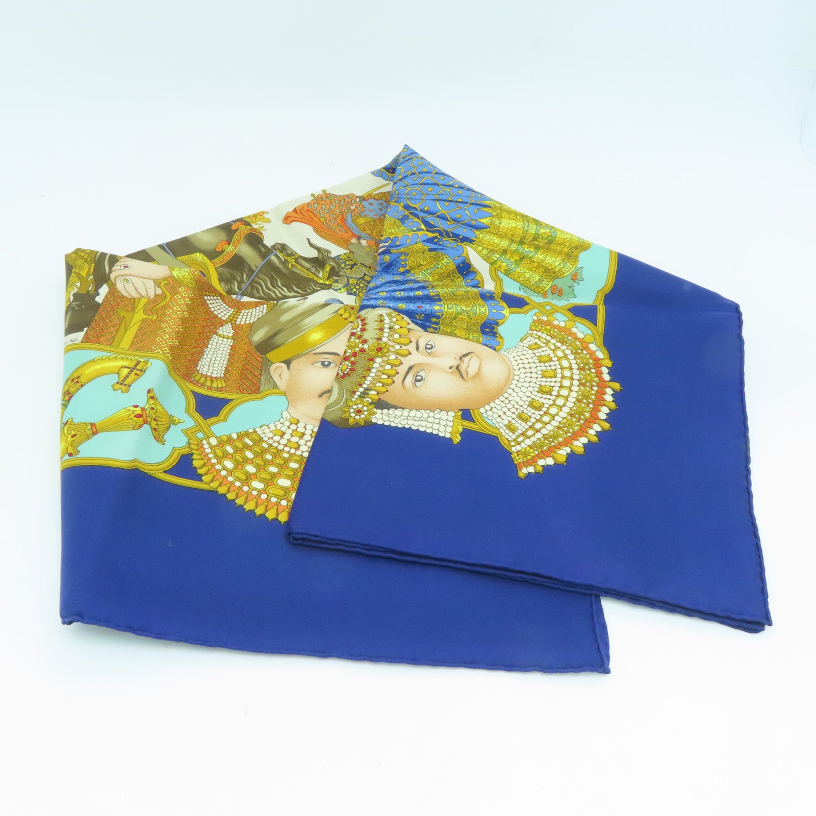 HERMES 丝质Scarf丝巾蓝色橙色90X90cm