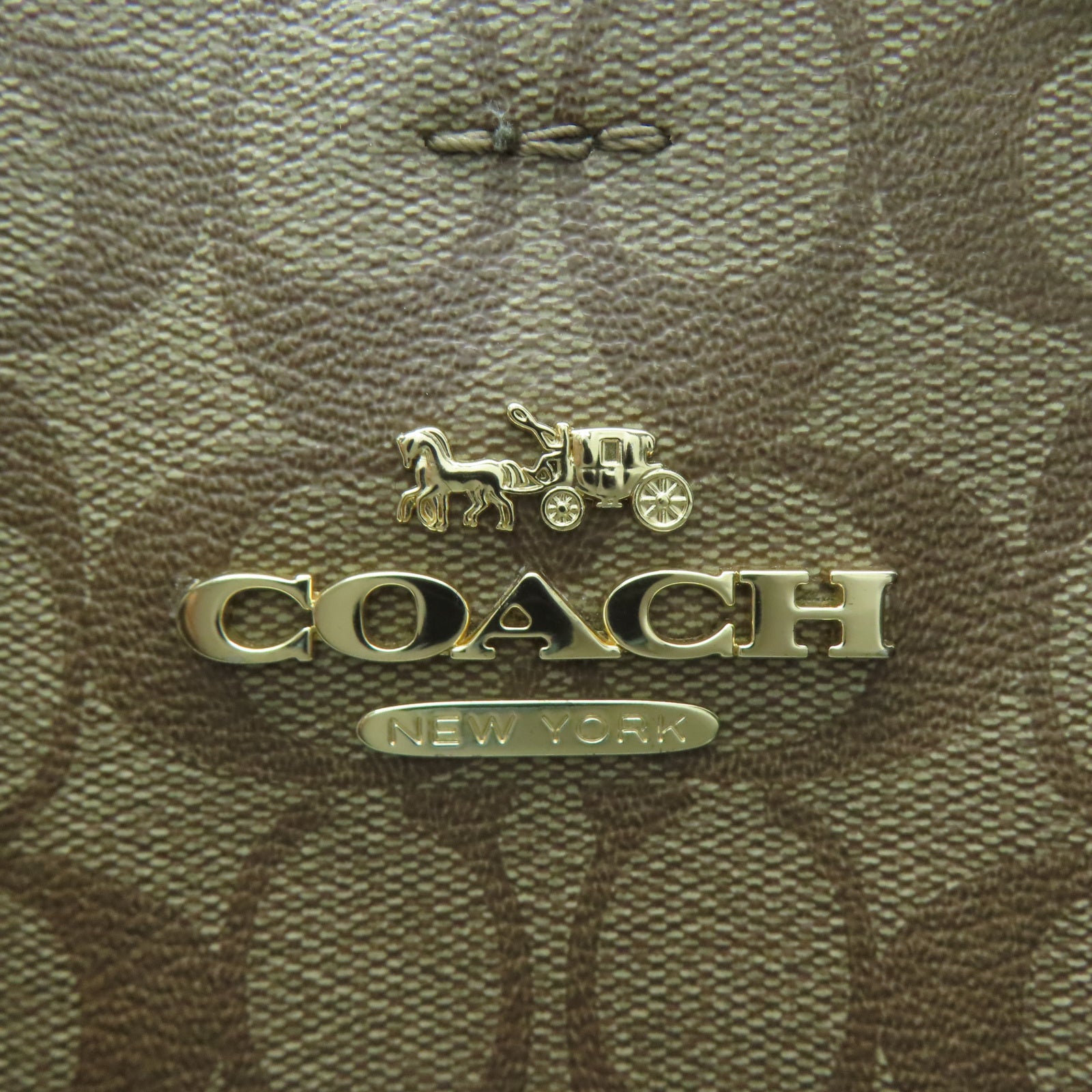 COACH 塗層帆布Tote Bag金扣肩背袋啡色