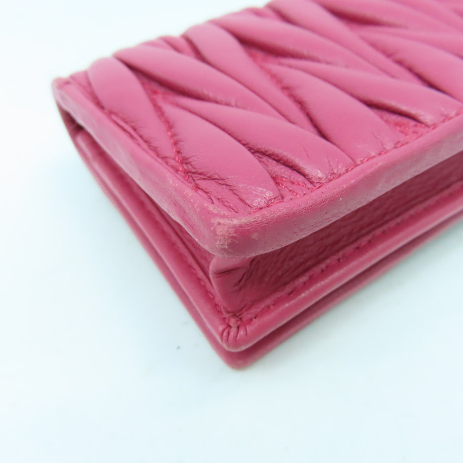 Miu Miu 羊皮皮革Card Case金扣卡片套粉紅色