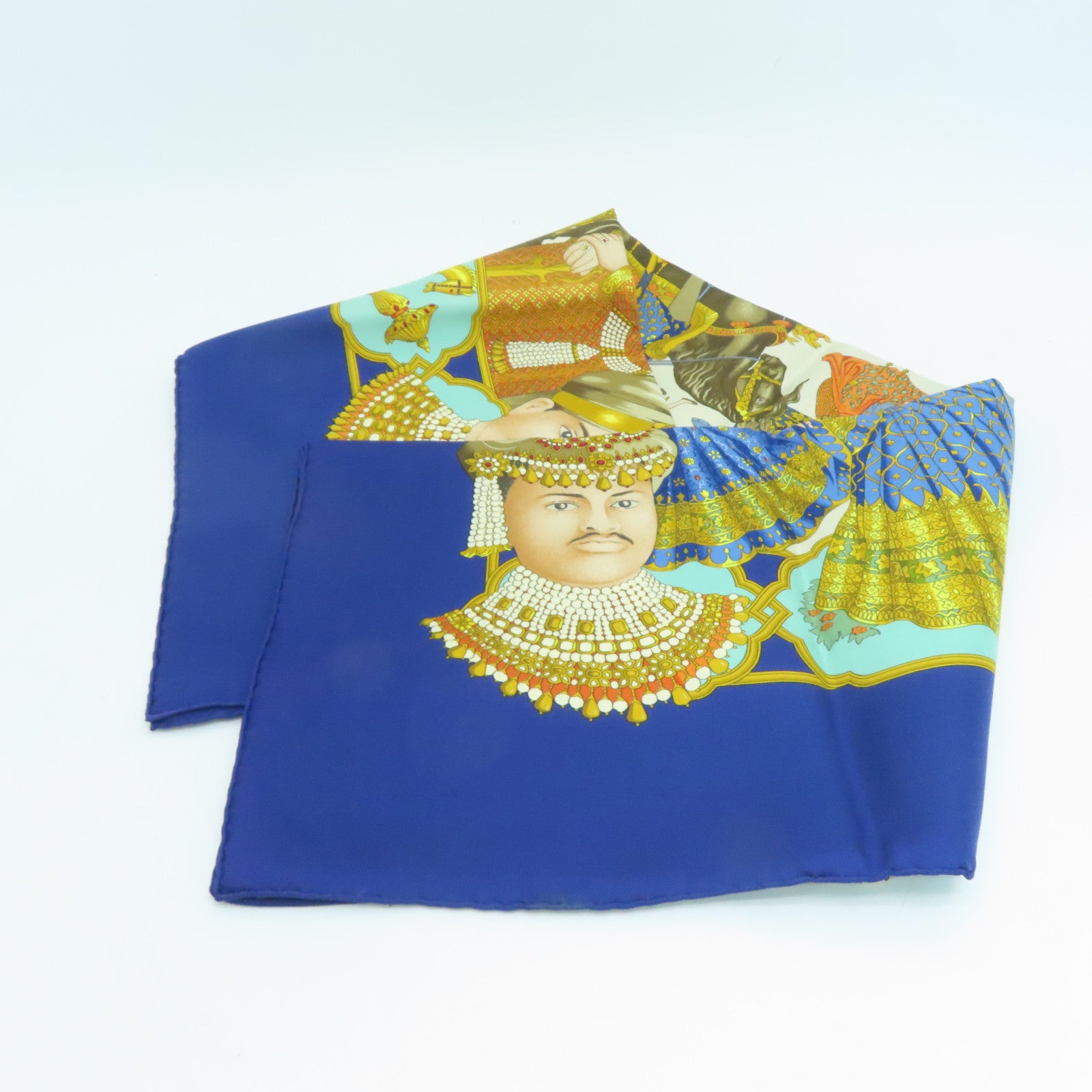 HERMES 丝质Scarf丝巾蓝色橙色90X90cm