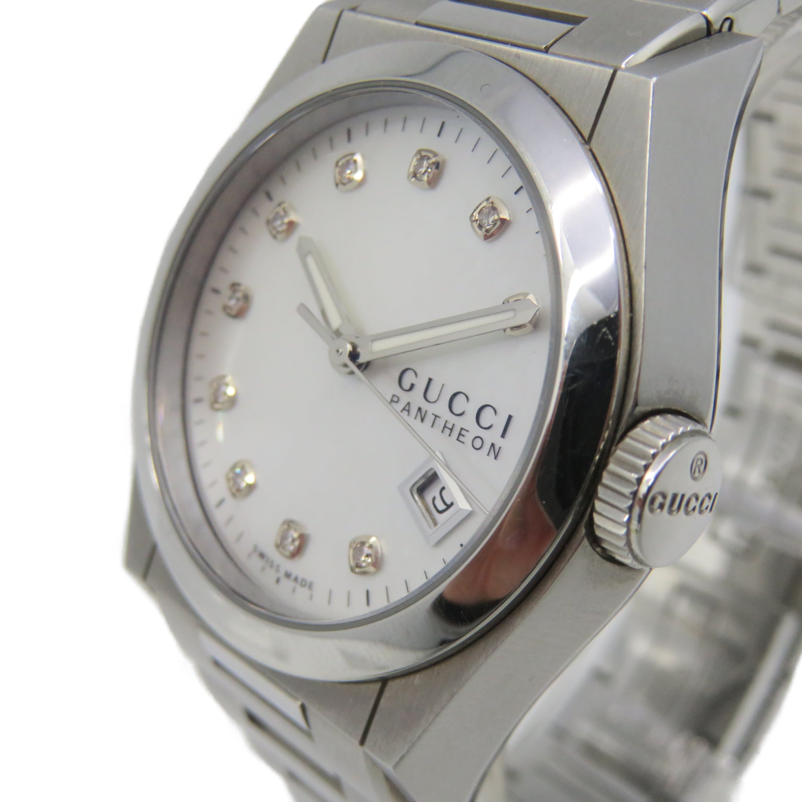 GUCCI Pantheon Watch不鏽鋼手錶石英機芯米色