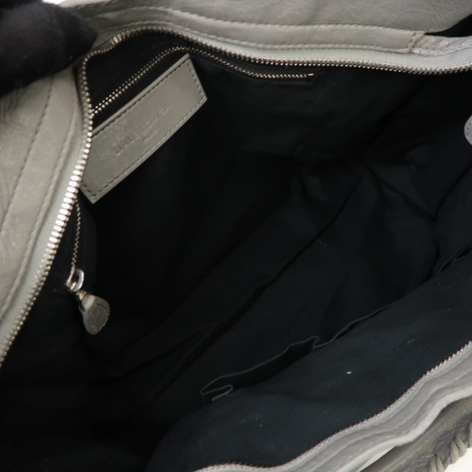 BALENCIAGA 牛皮皮革Giant City Bag銀扣手挽肩背兩用袋灰色