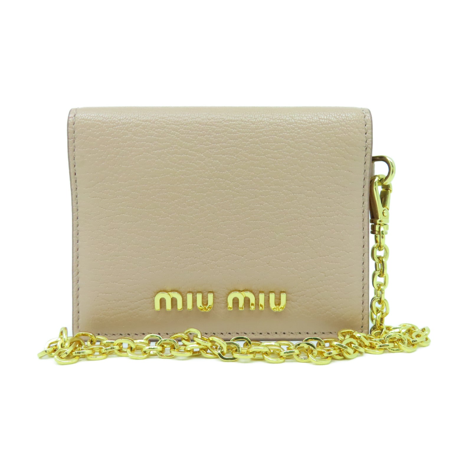 Miu Miu 牛皮皮革Card Case金扣卡片套粉紅色