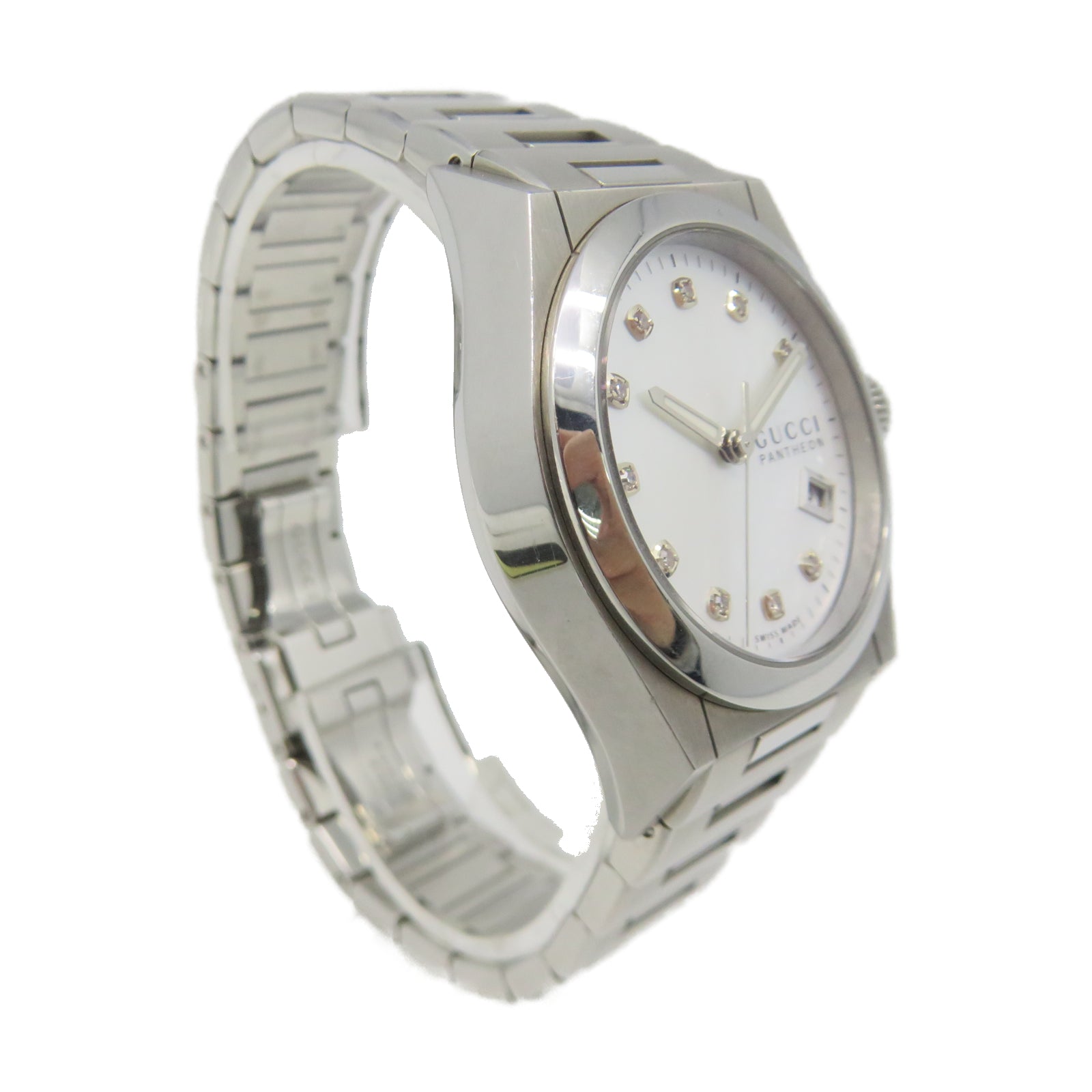 GUCCI Pantheon Watch不鏽鋼手錶石英機芯米色